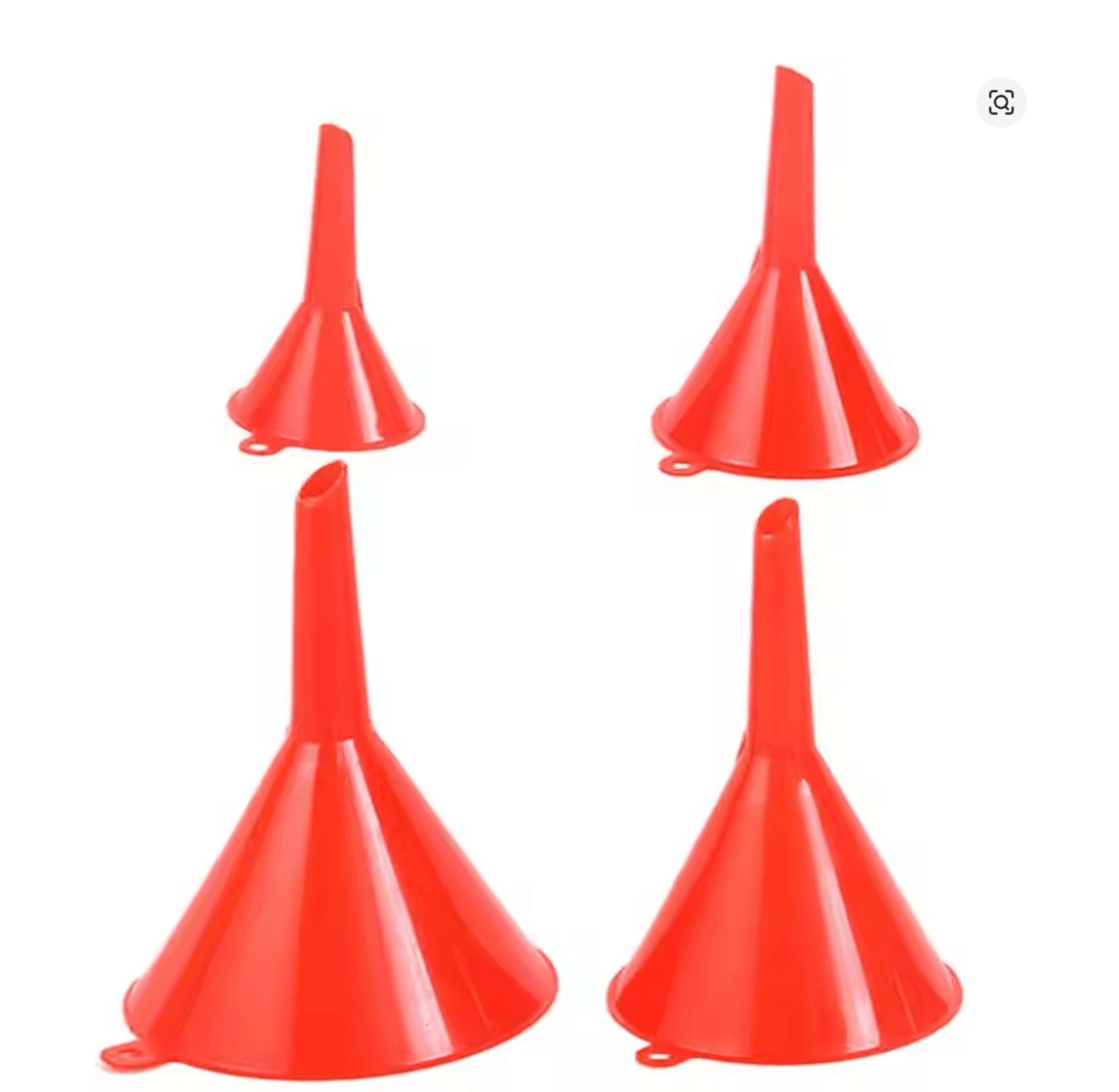 flowease 4 piece plastic kitchen funnel set for home, auto, and everyday use