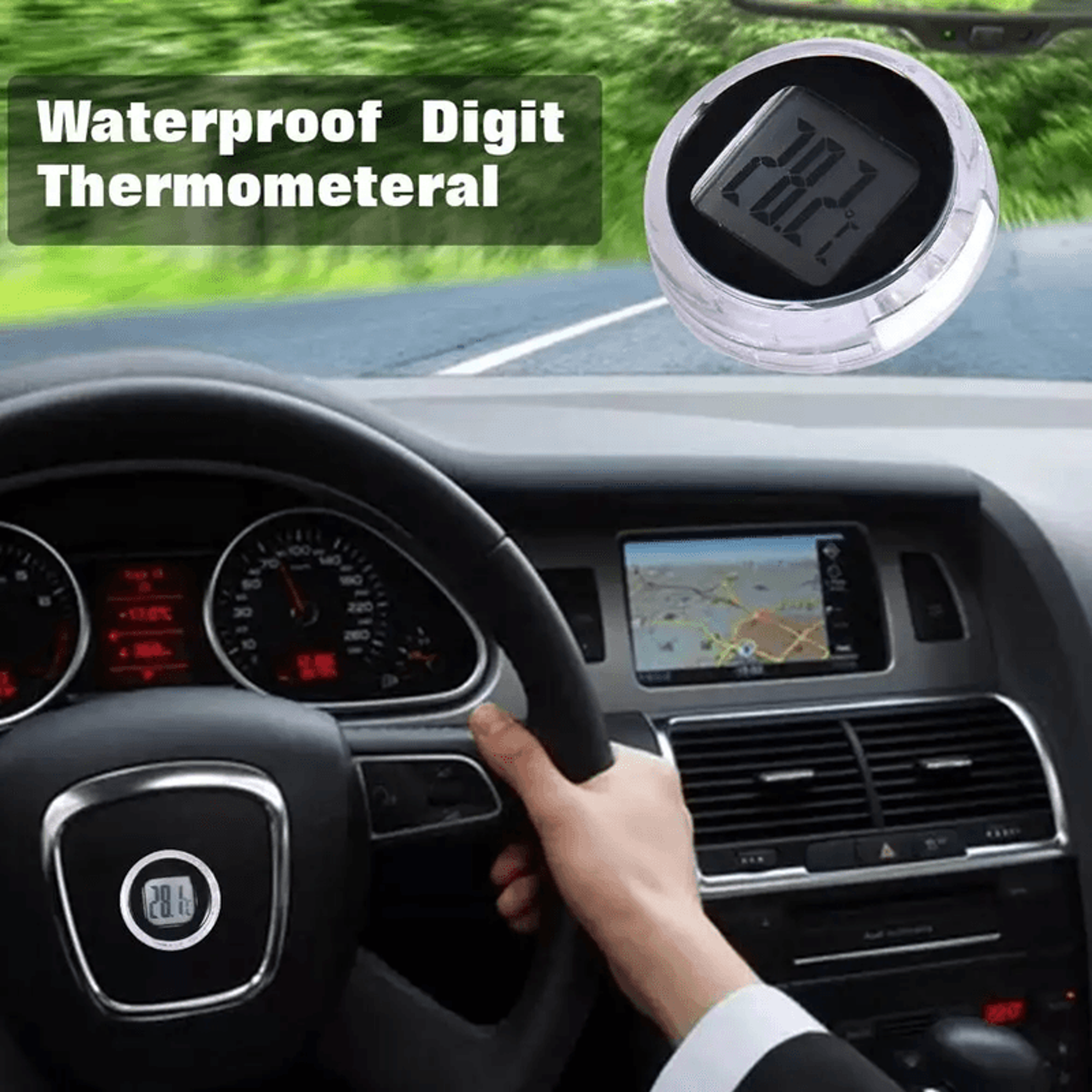 dashstick mini waterproof digital temperature gauge – adhesive pocket thermometer for motorbike & car dashboard