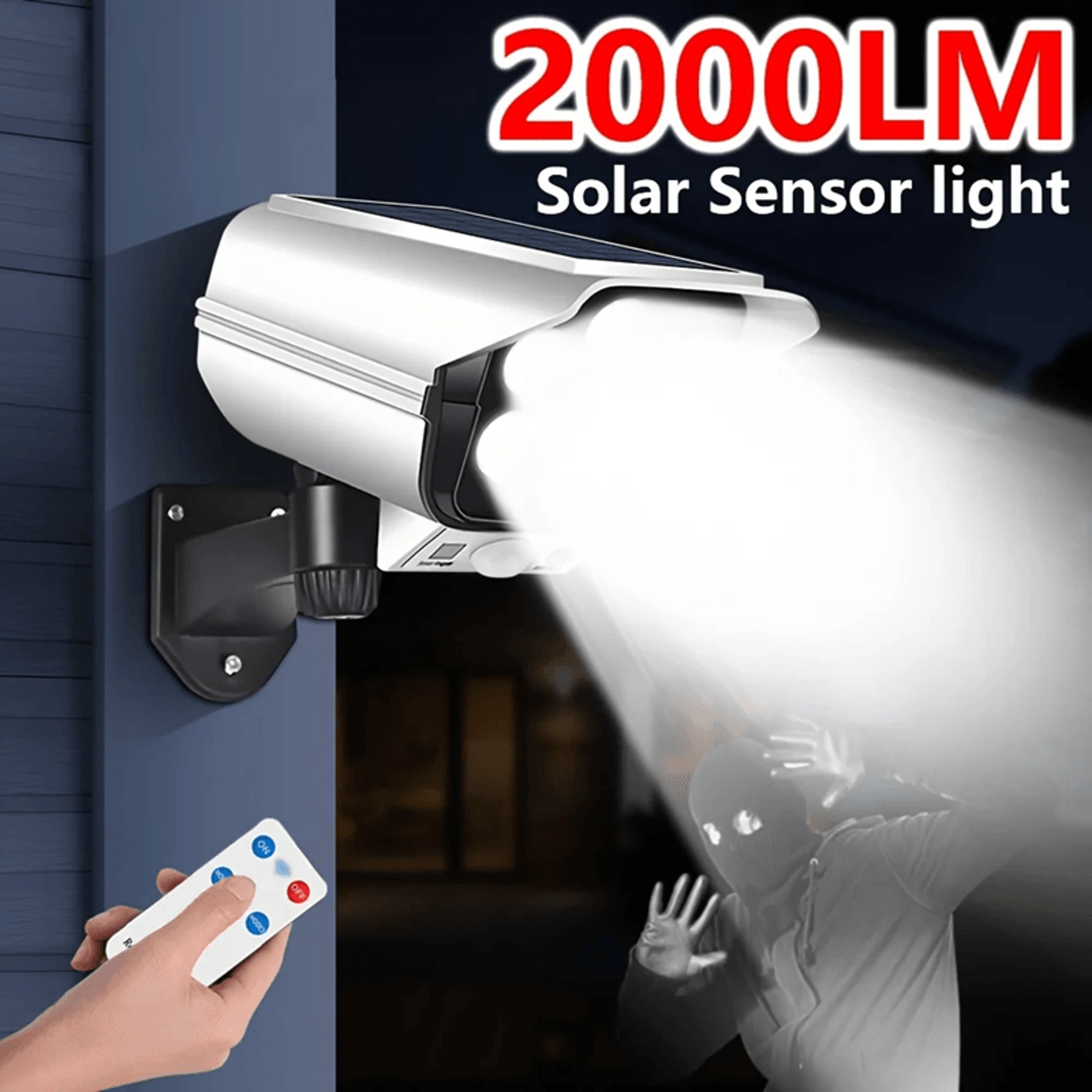 solarguard 2000 lumen motion sensor solar floodlight – outdoor wireless security light