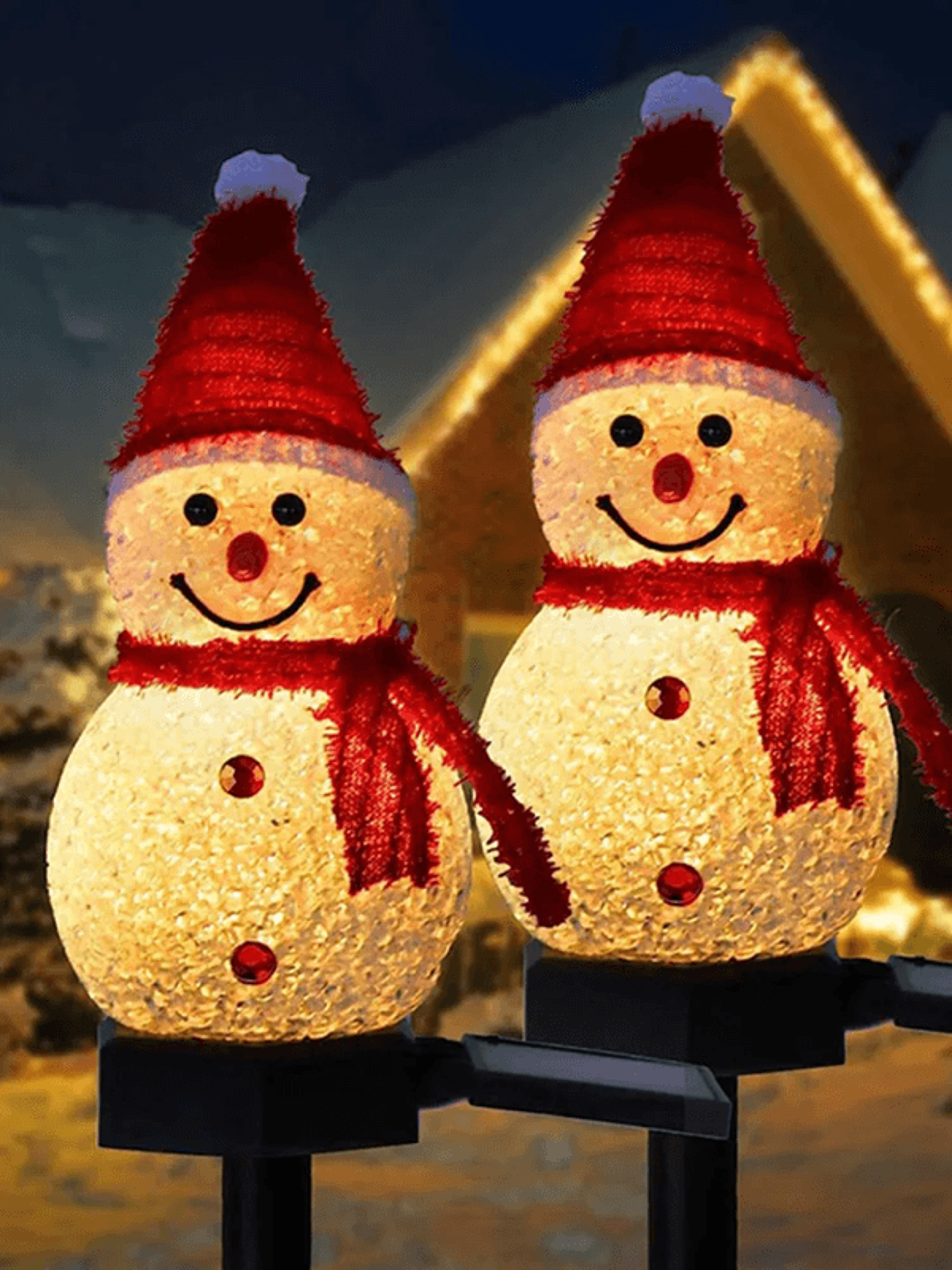 solarfest snowman pathway stake lights (solar powered christmas outdoor lawn & patio decoration)