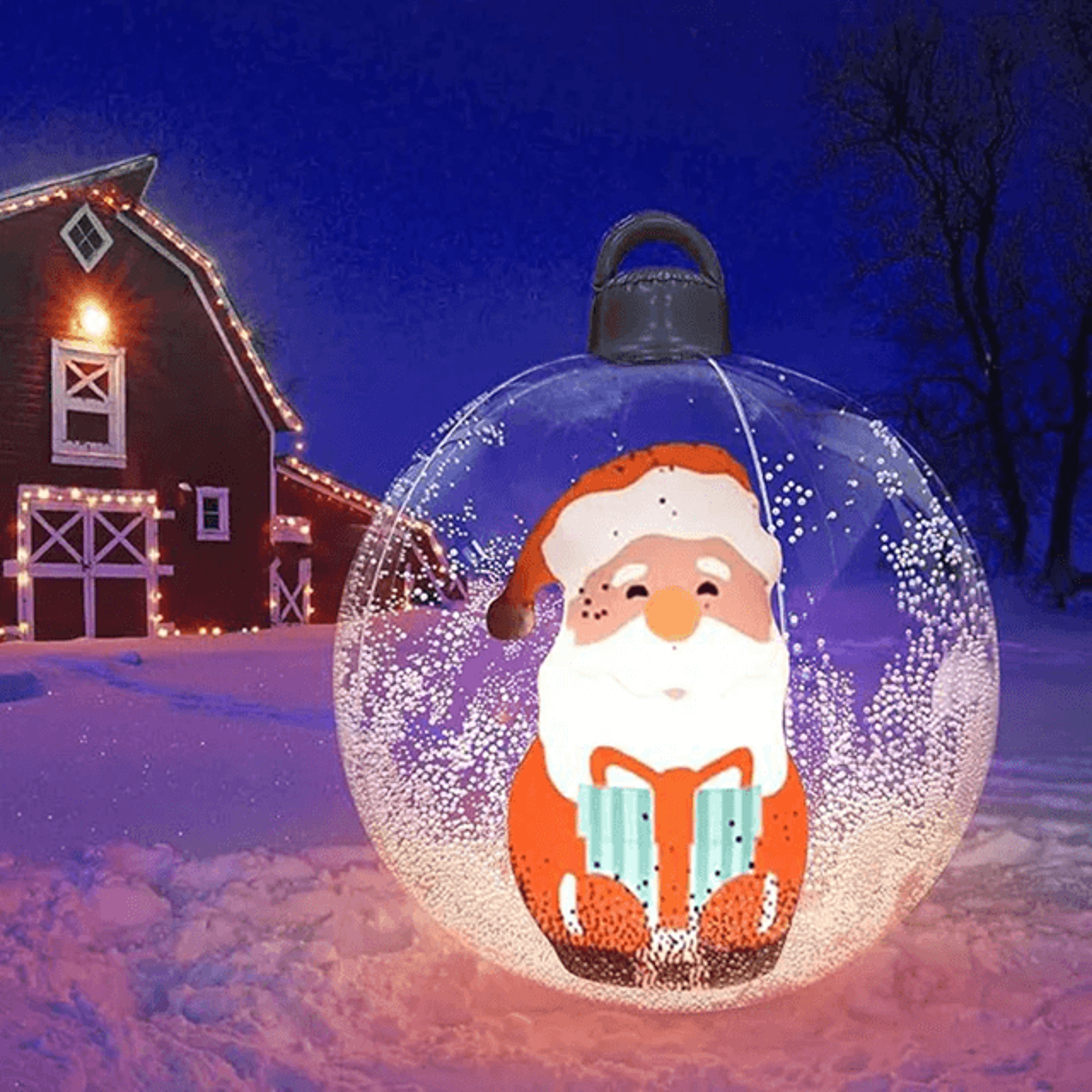 gloworb 60 cm giant inflatable christmas ball with led lights – transparent outdoor ornament