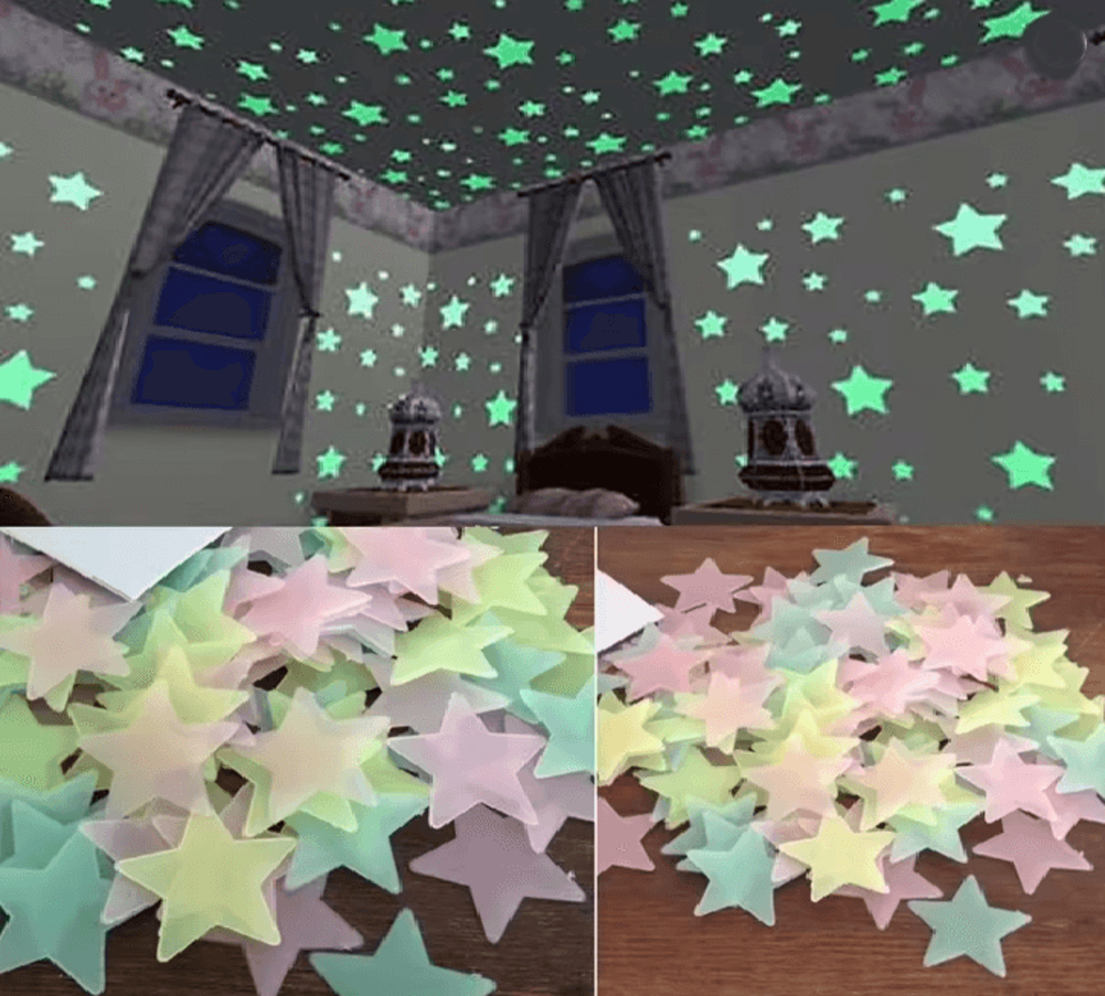 starglow 100 piece glow in the dark wall stickers set