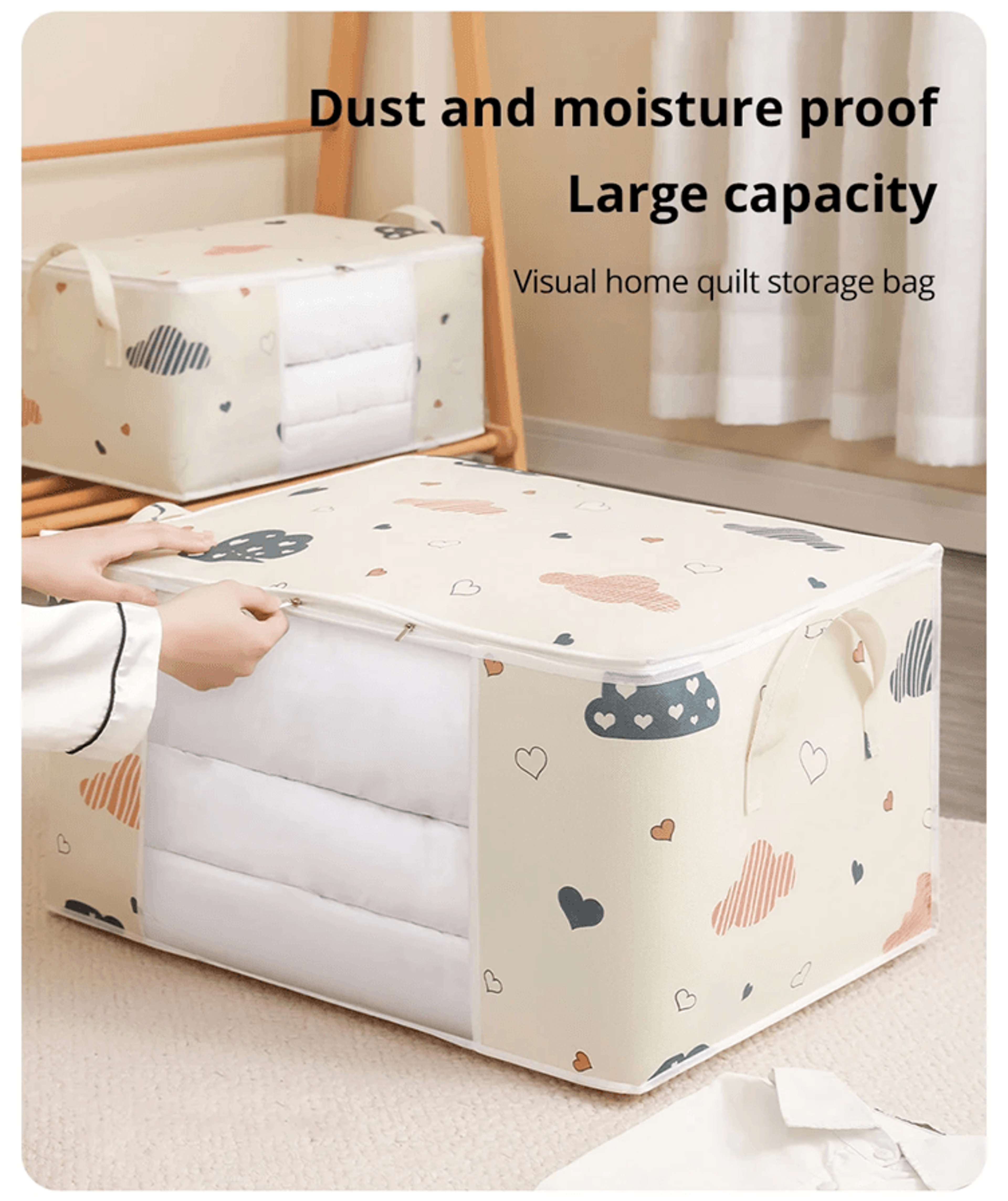 homekeep large capacity clothes storage bag with reinforced handles and sturdy zipper