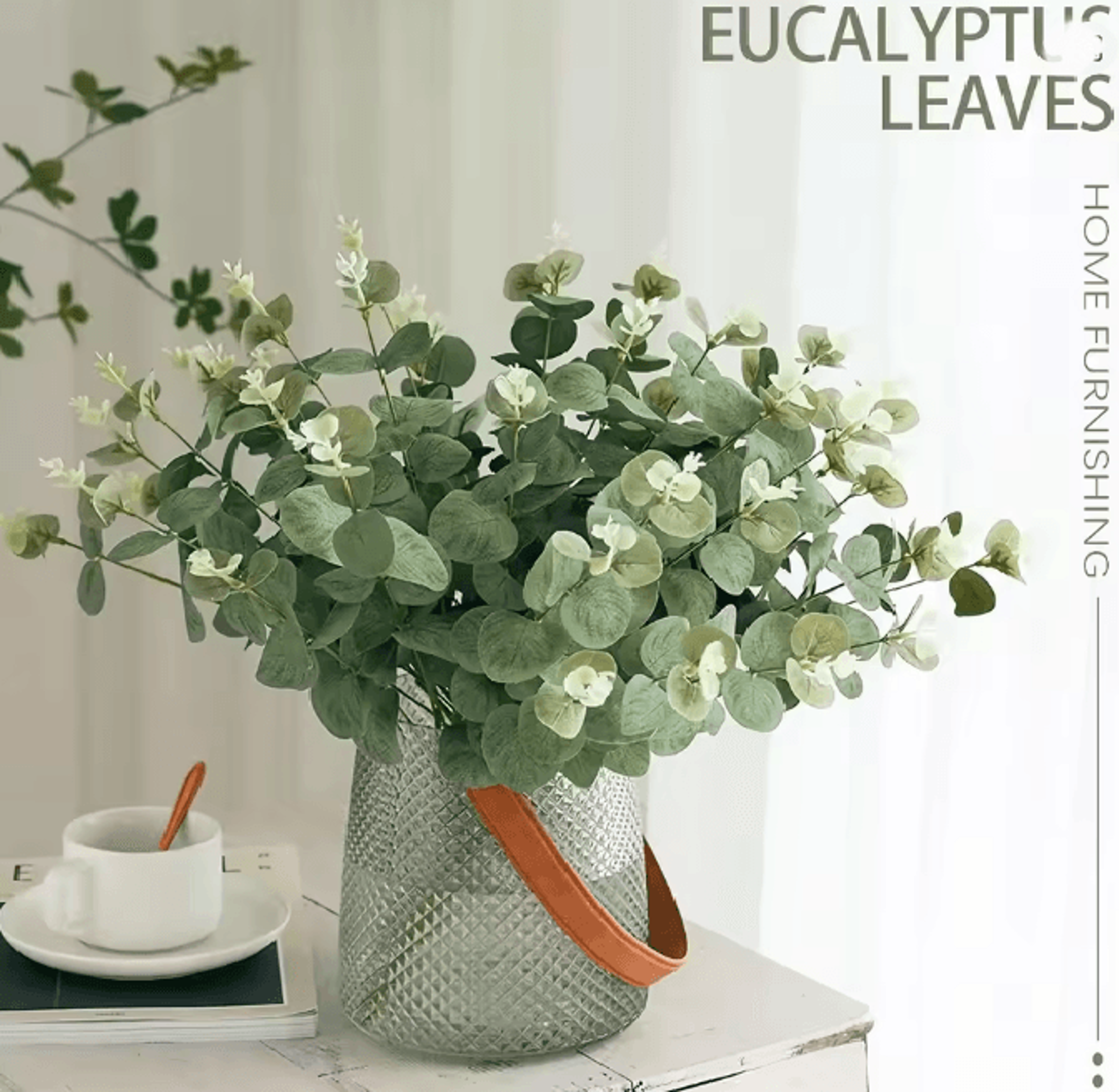 eucalyptus green leaf stems decorative home bouquet set