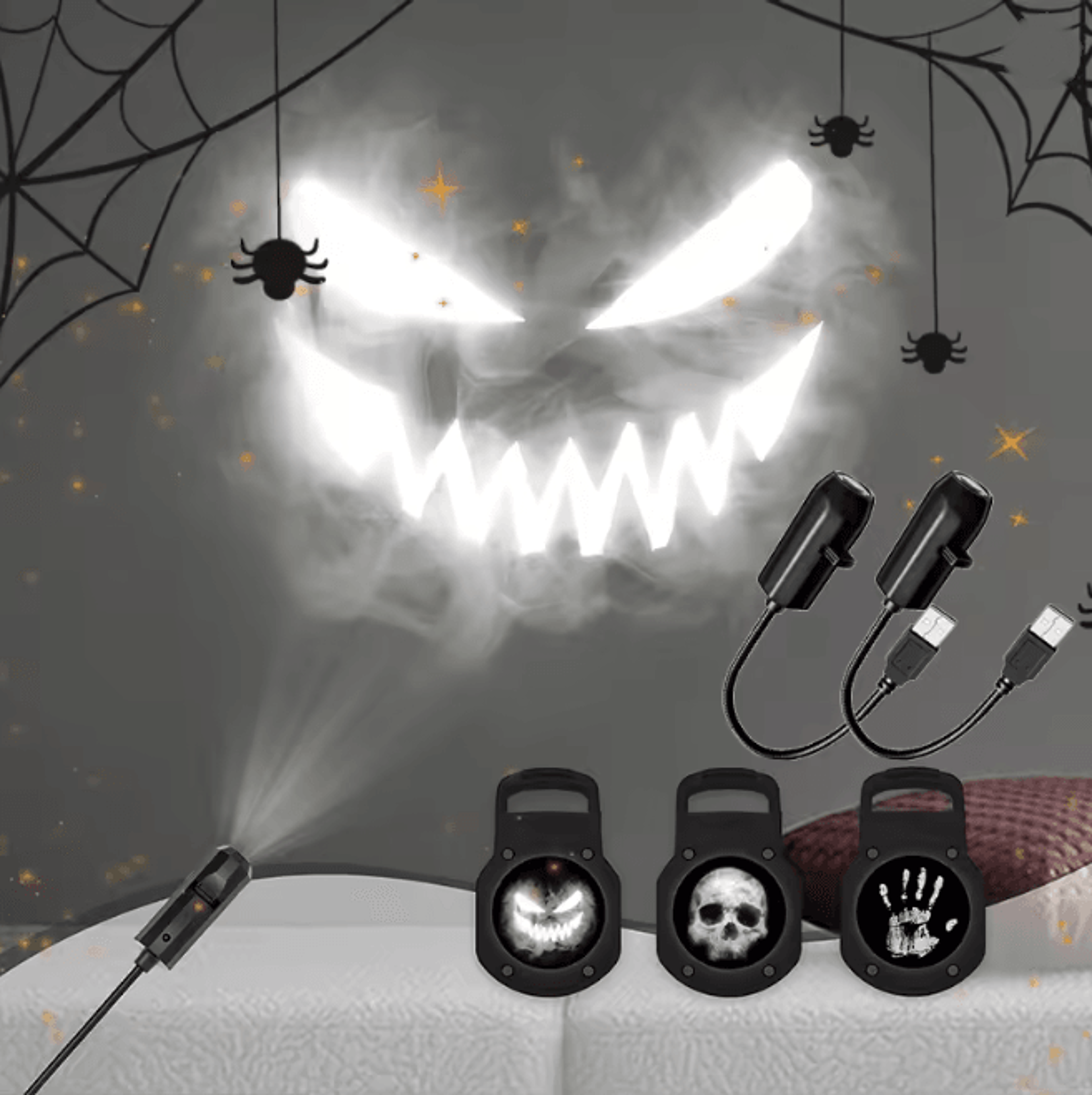 halloween skull projection night light