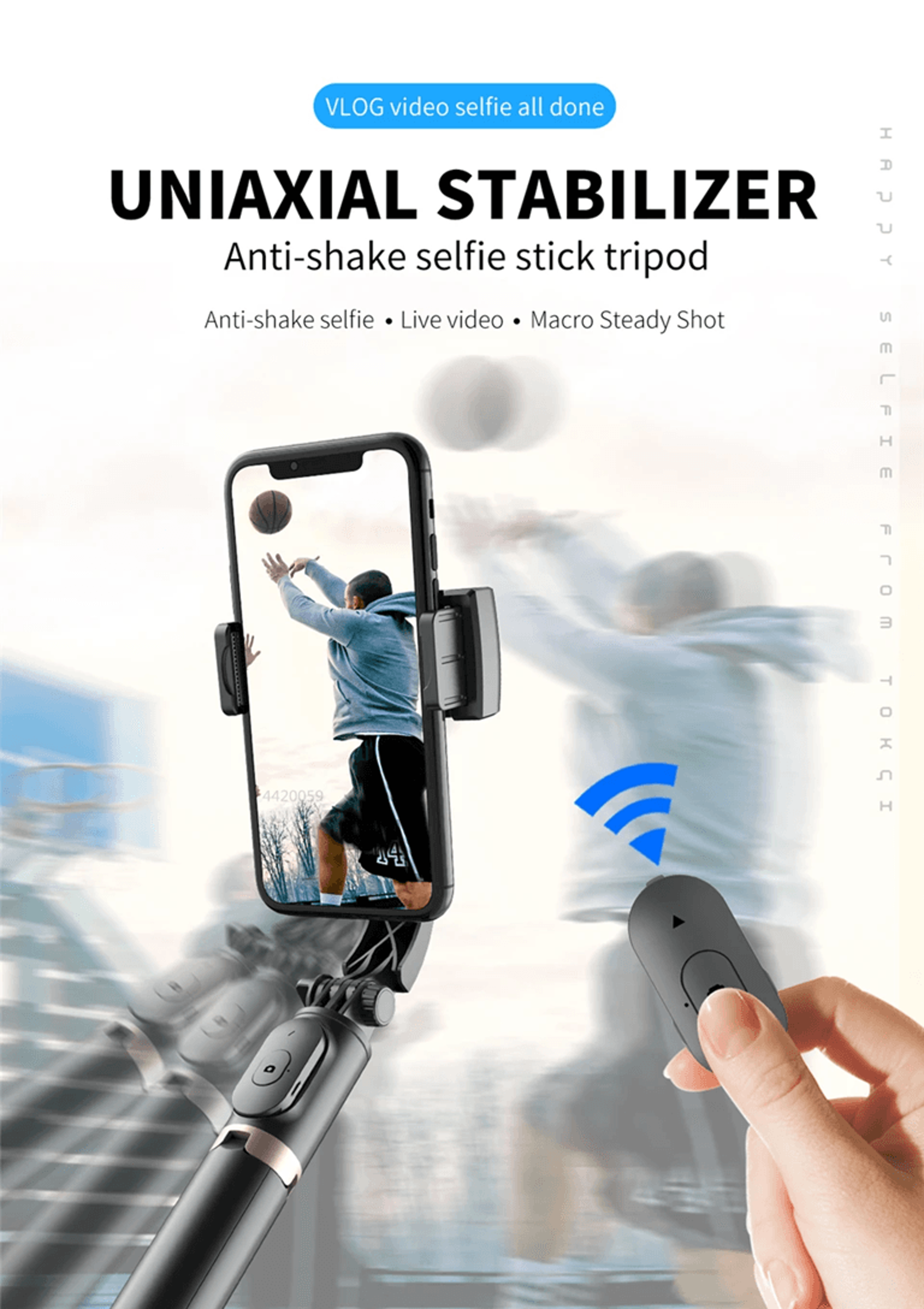 foldable gimbal selfie stick tripod