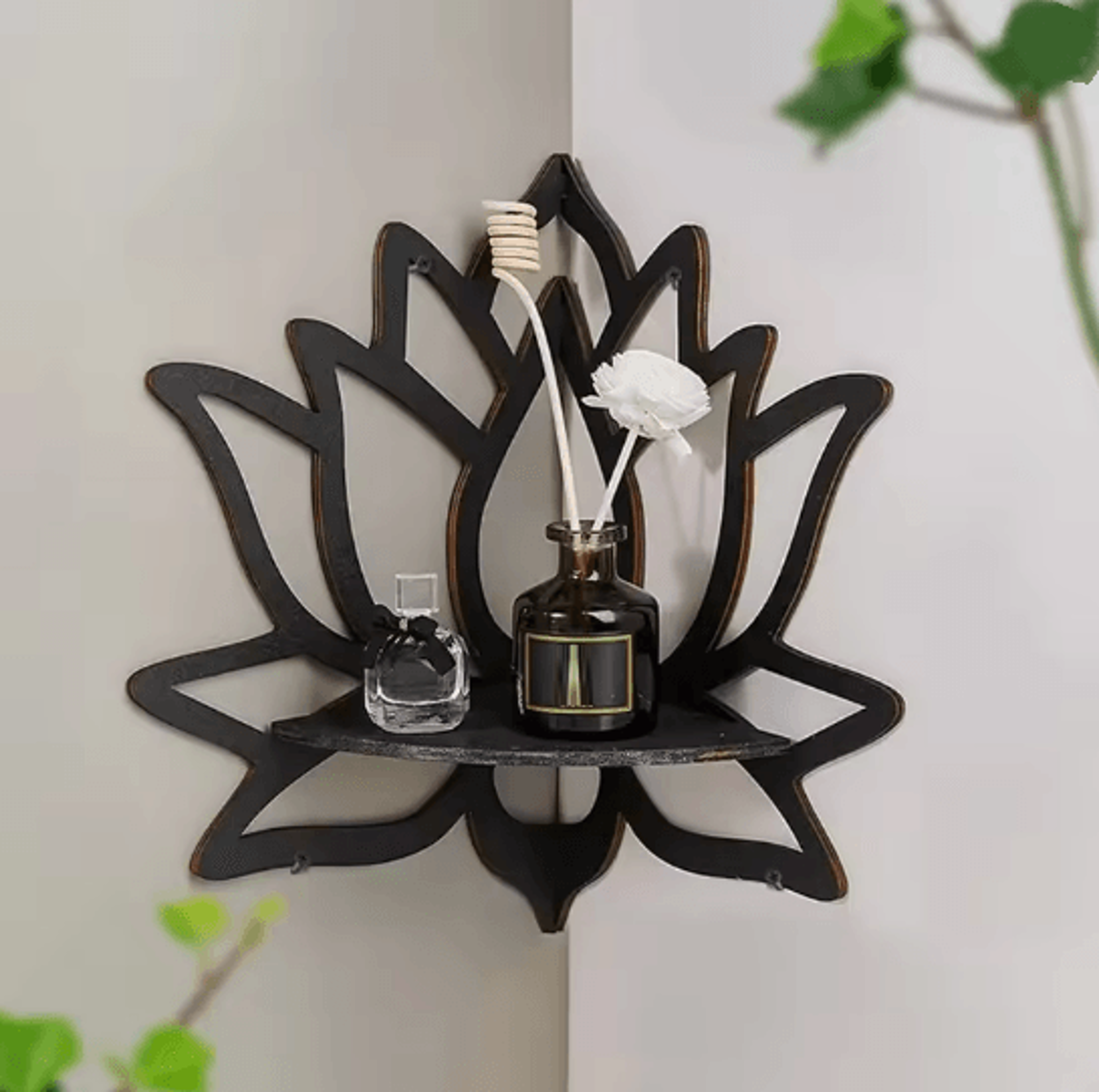 wooden lotus aromatherapy shelf