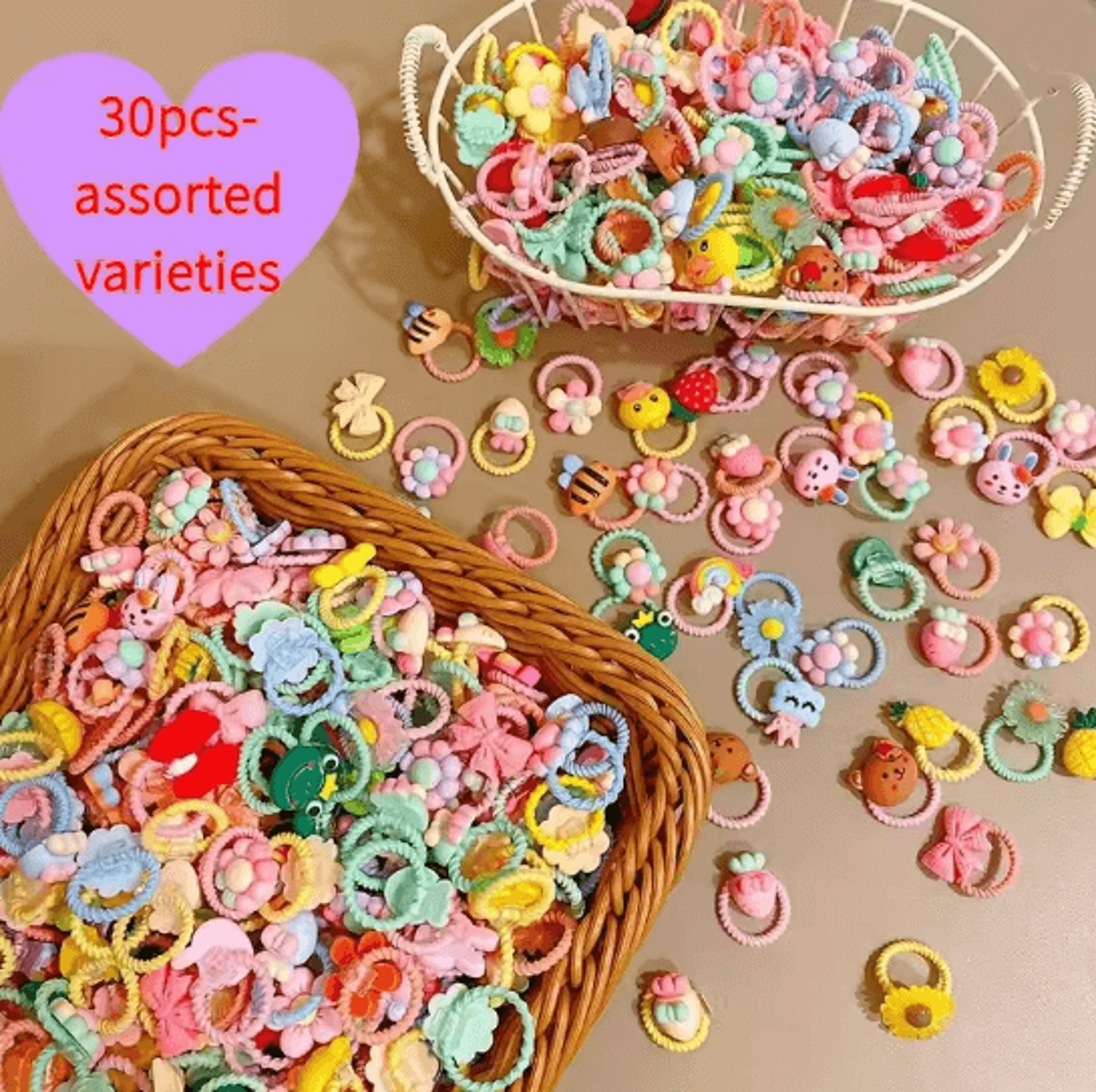 joybloom girls high elastic decorative hair band set – 30 pieces