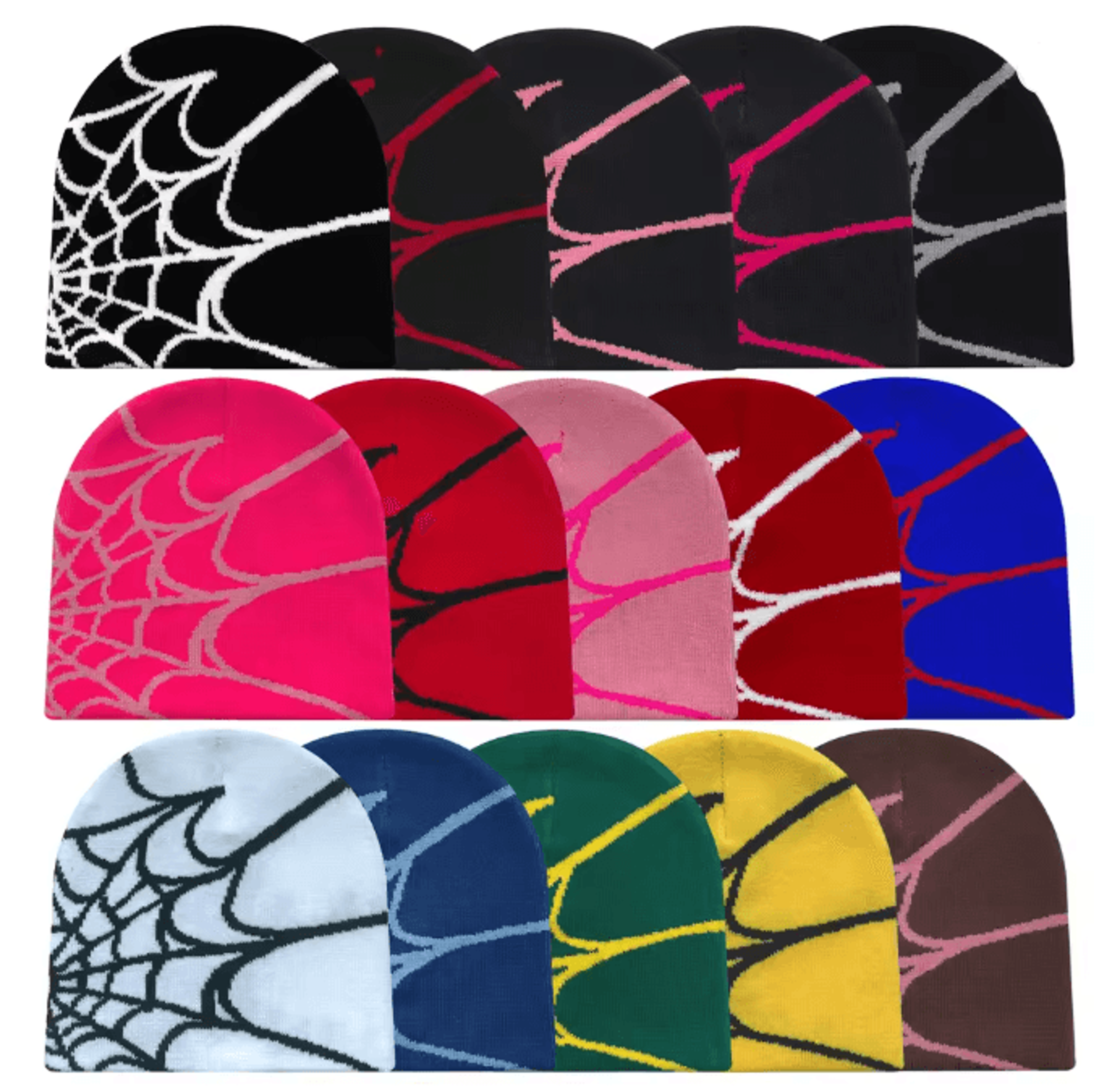 webtrend y2k spider web knit hat