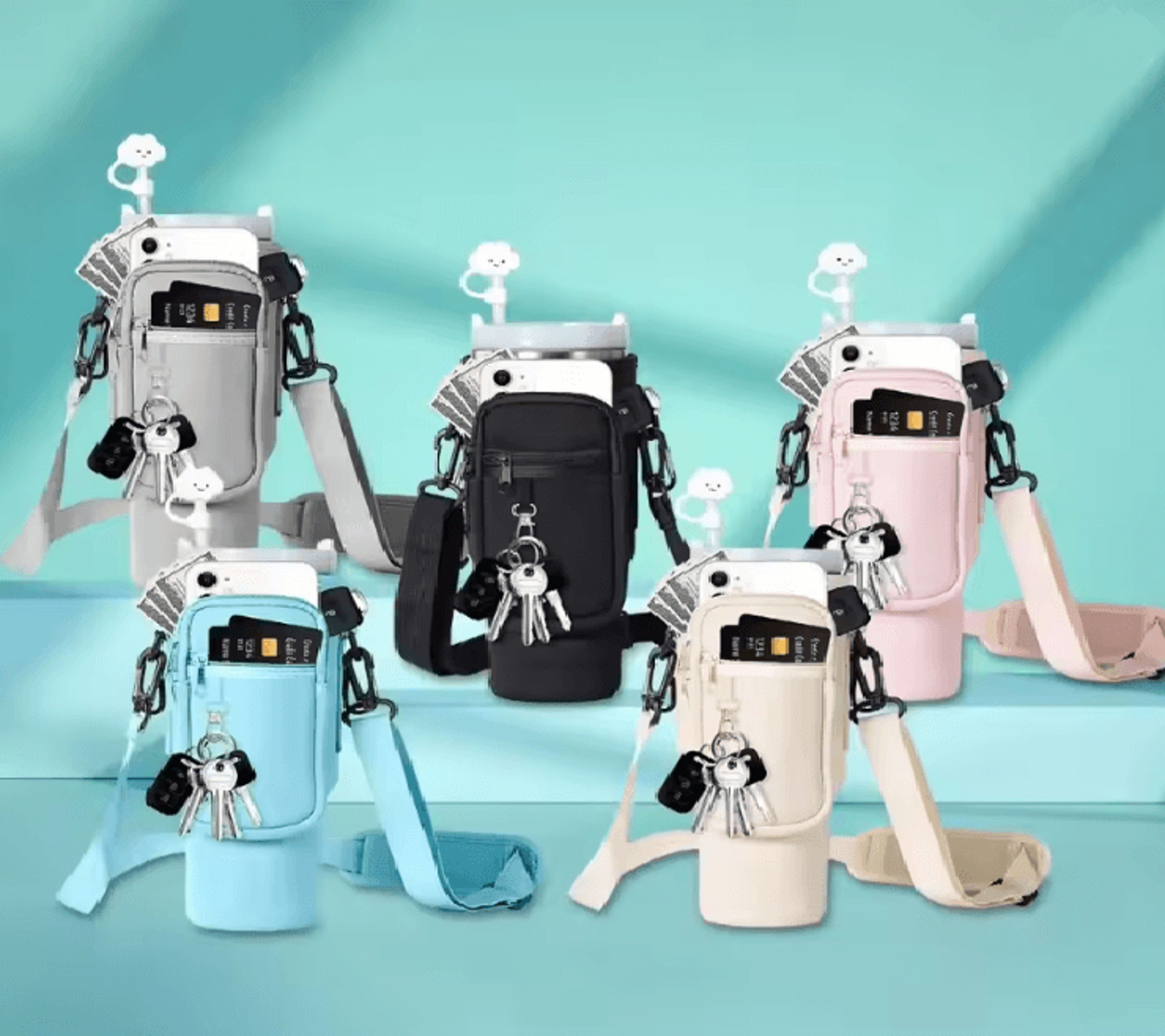 neoprene water bottle carrier bag with shoulder strap