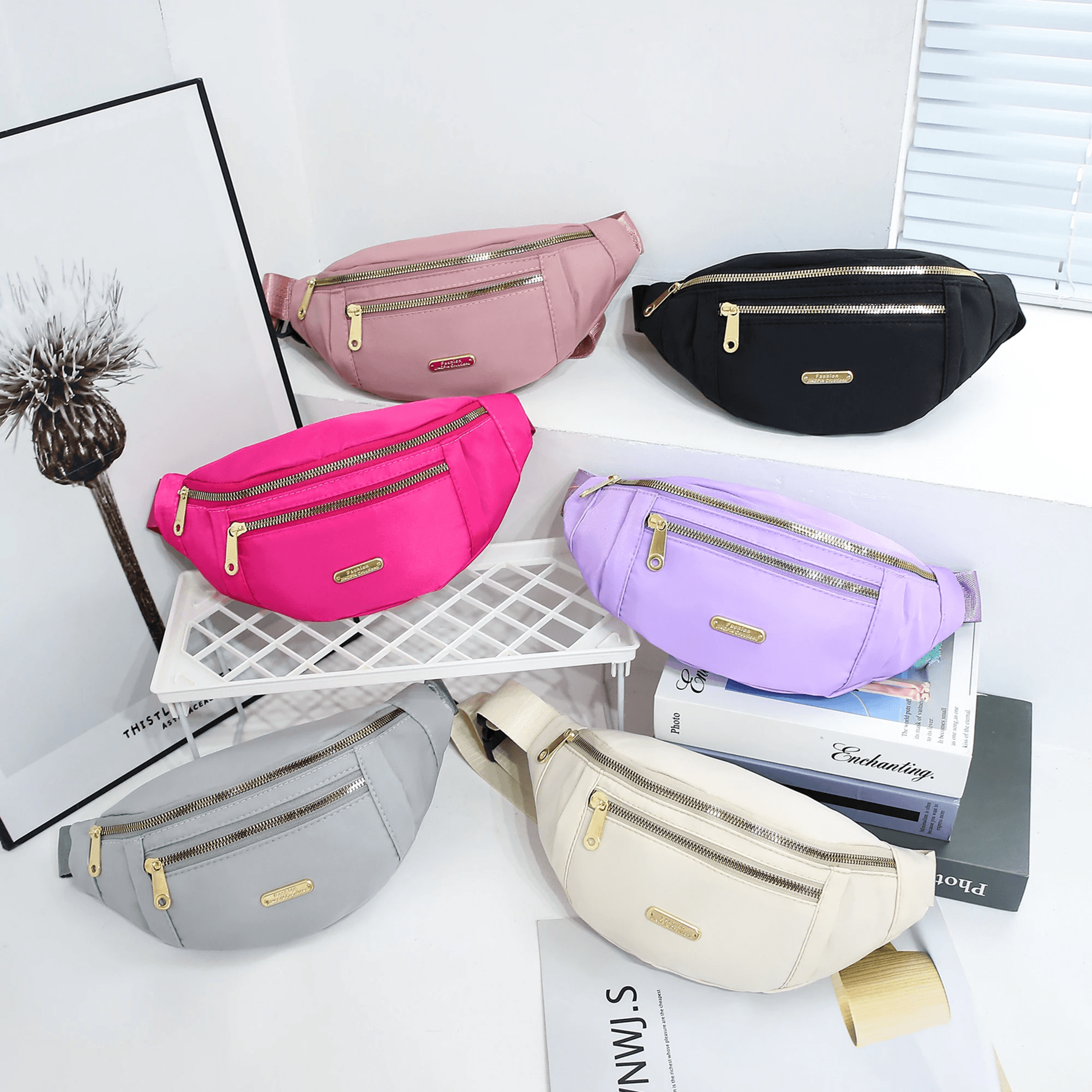 women multi layer sports waist bag for outdoor activities