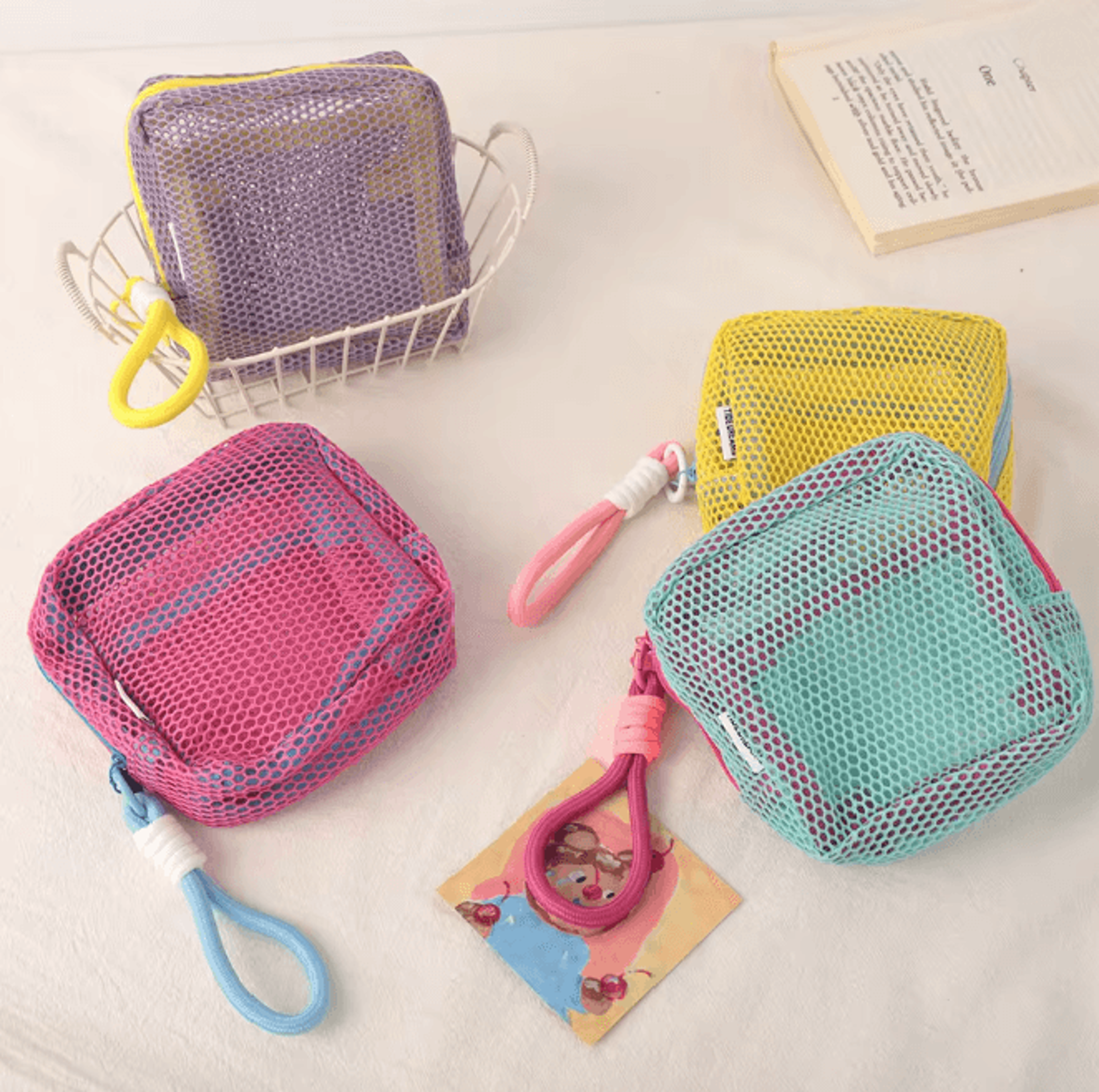square mesh travel cosmetic bag