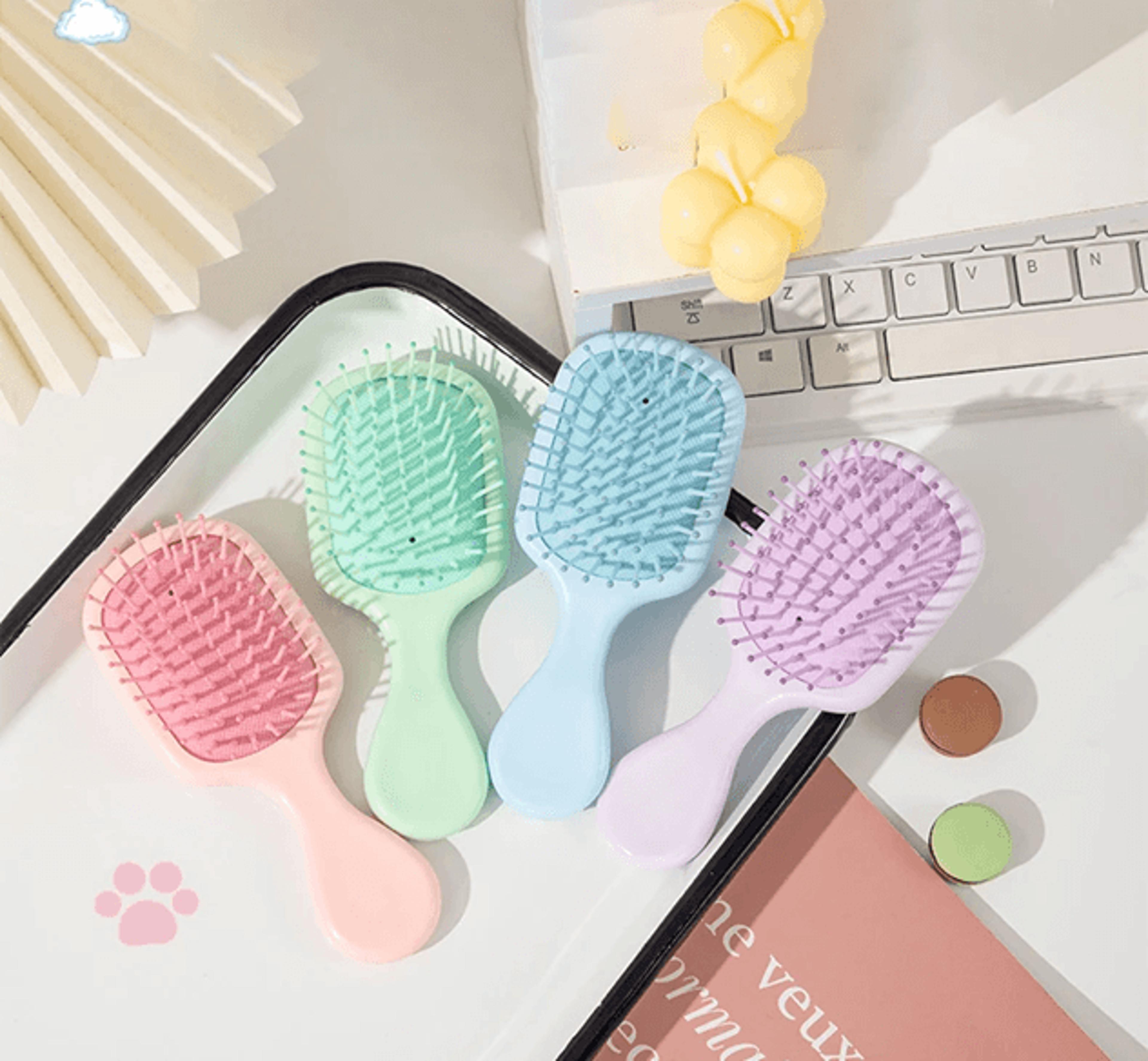 minisoft cartoon hair cushion brush