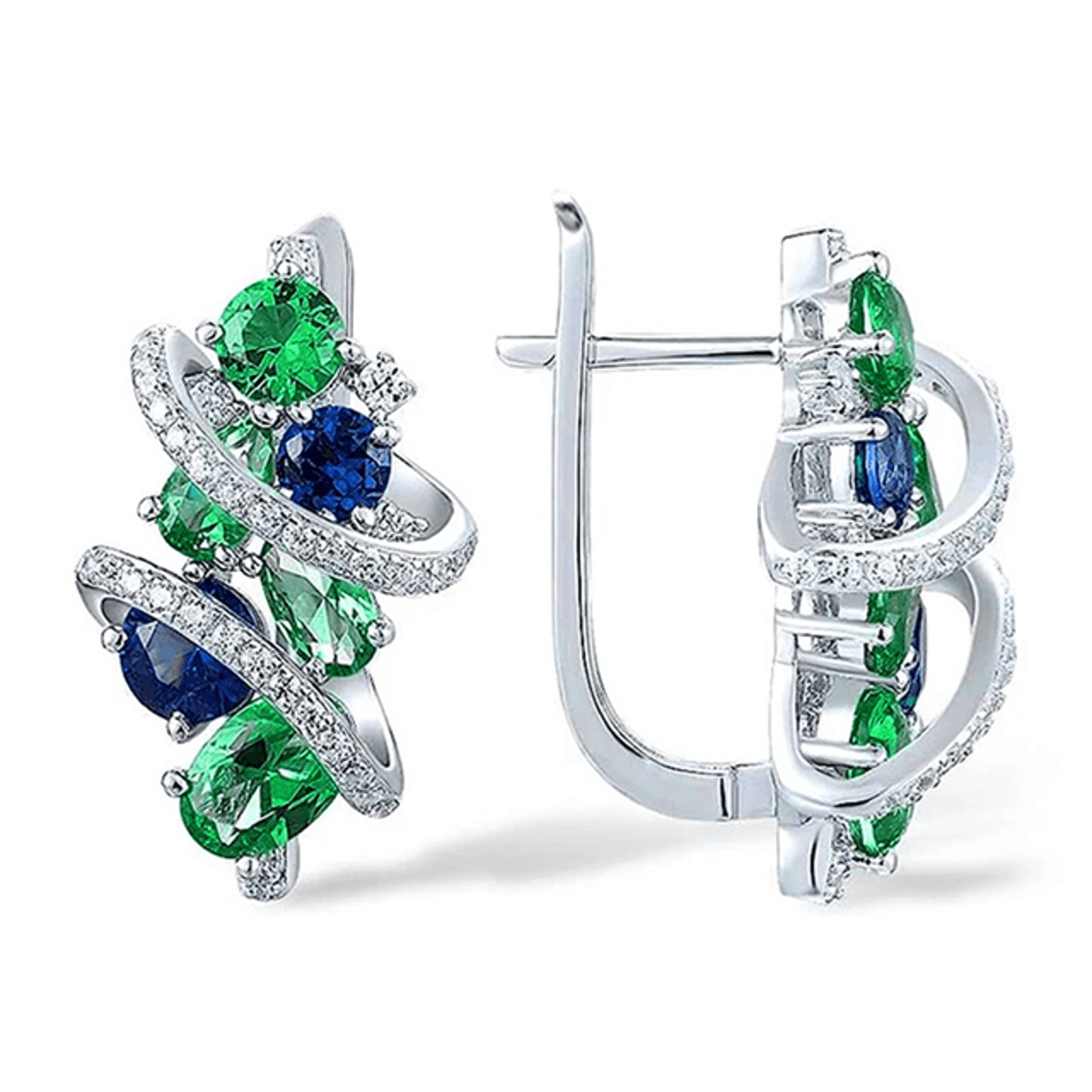 EmeraldWave CZ Hoop Earrings