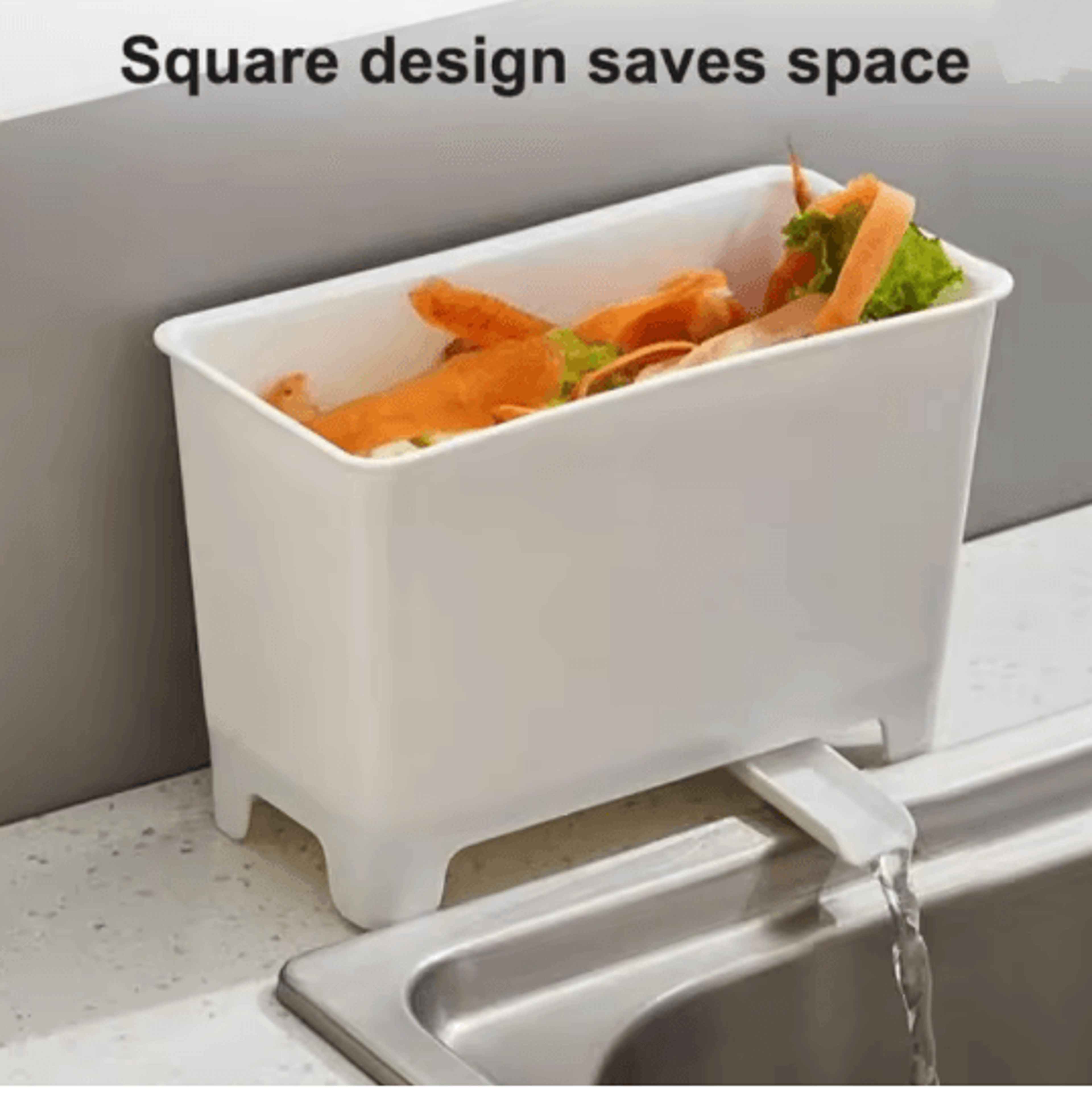 mini kitchen counter trash can with filter basket