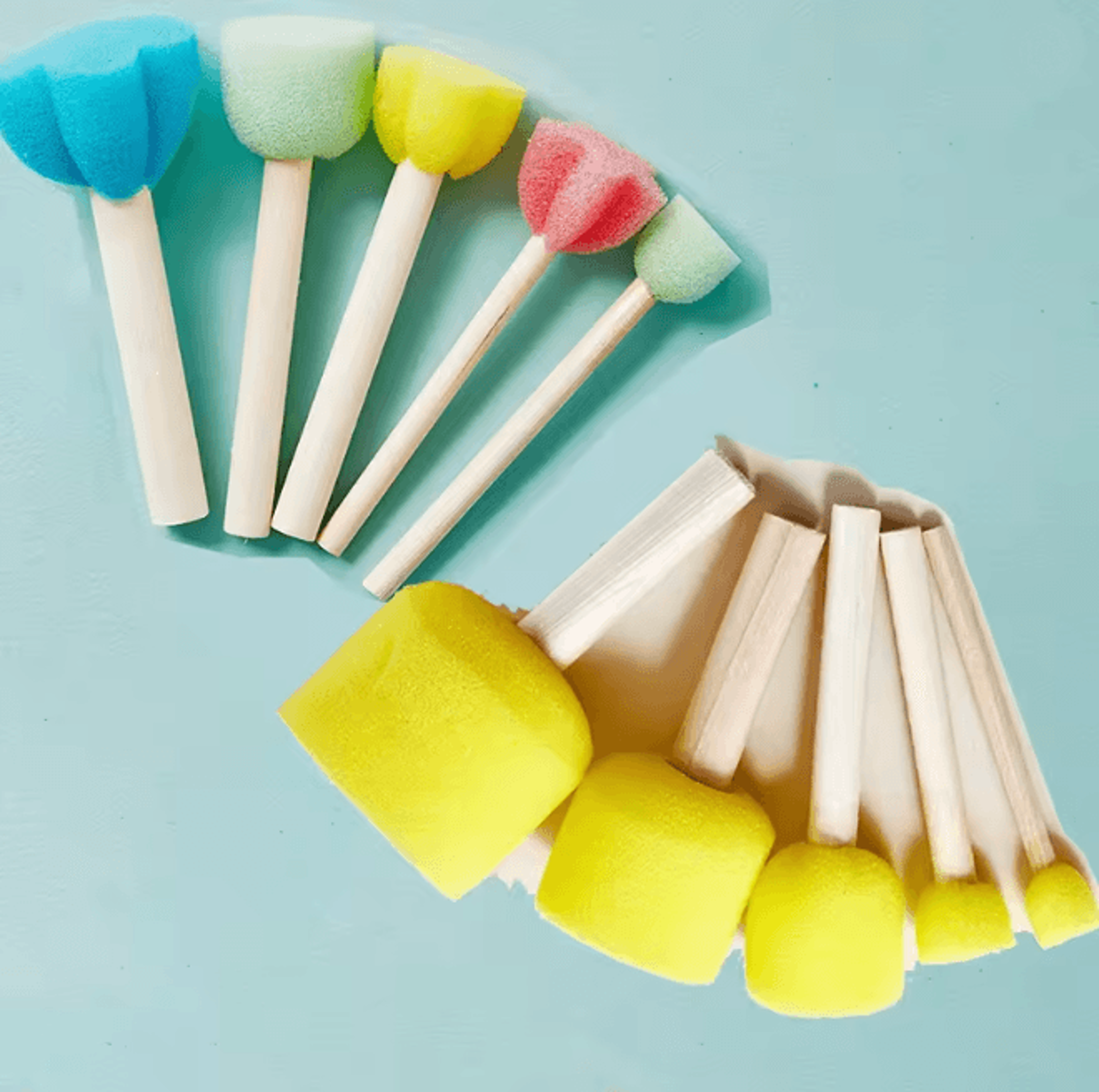 wooden handle sponge painting brush set