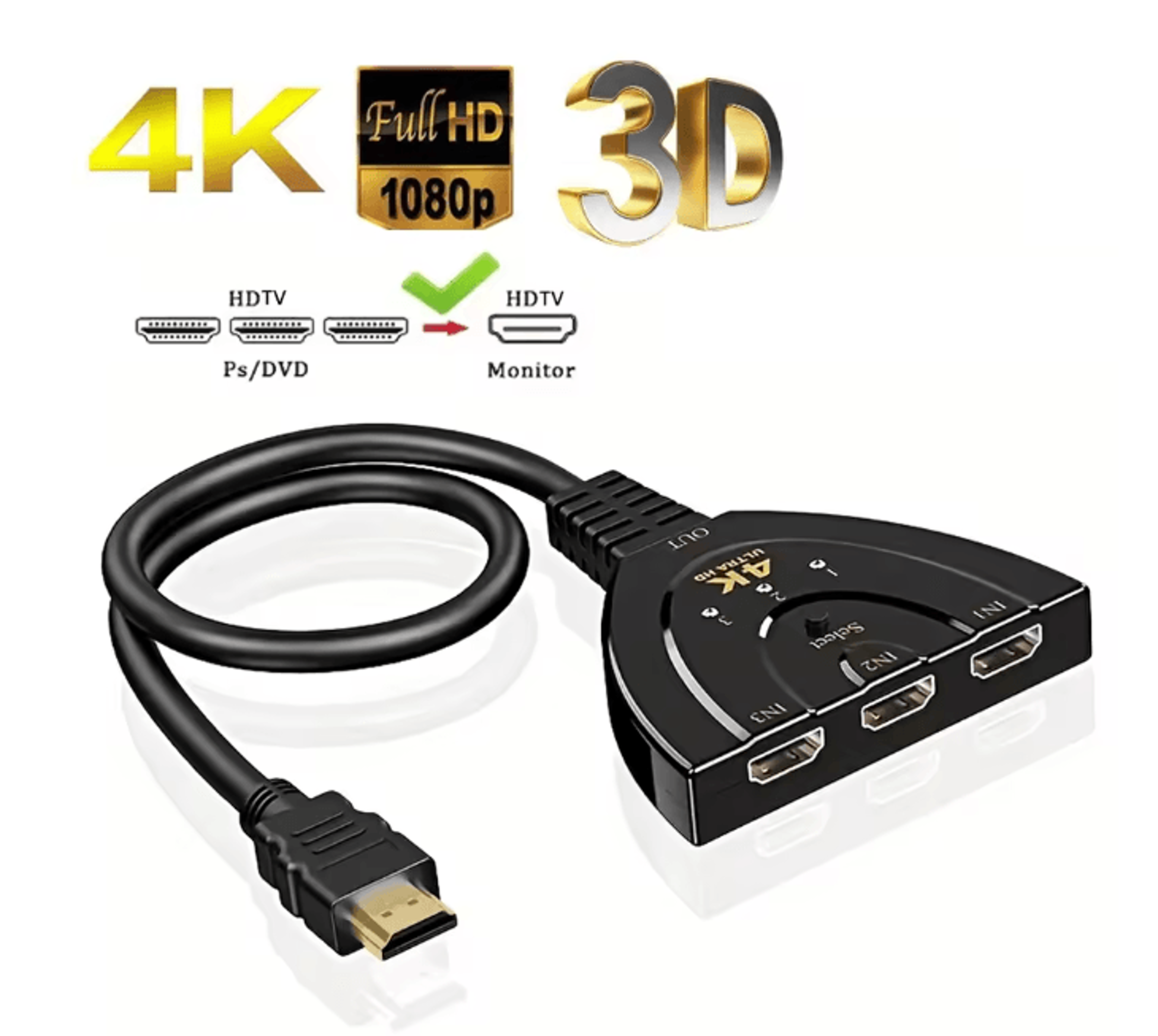 4K HDMI Switch 3 Port Hub