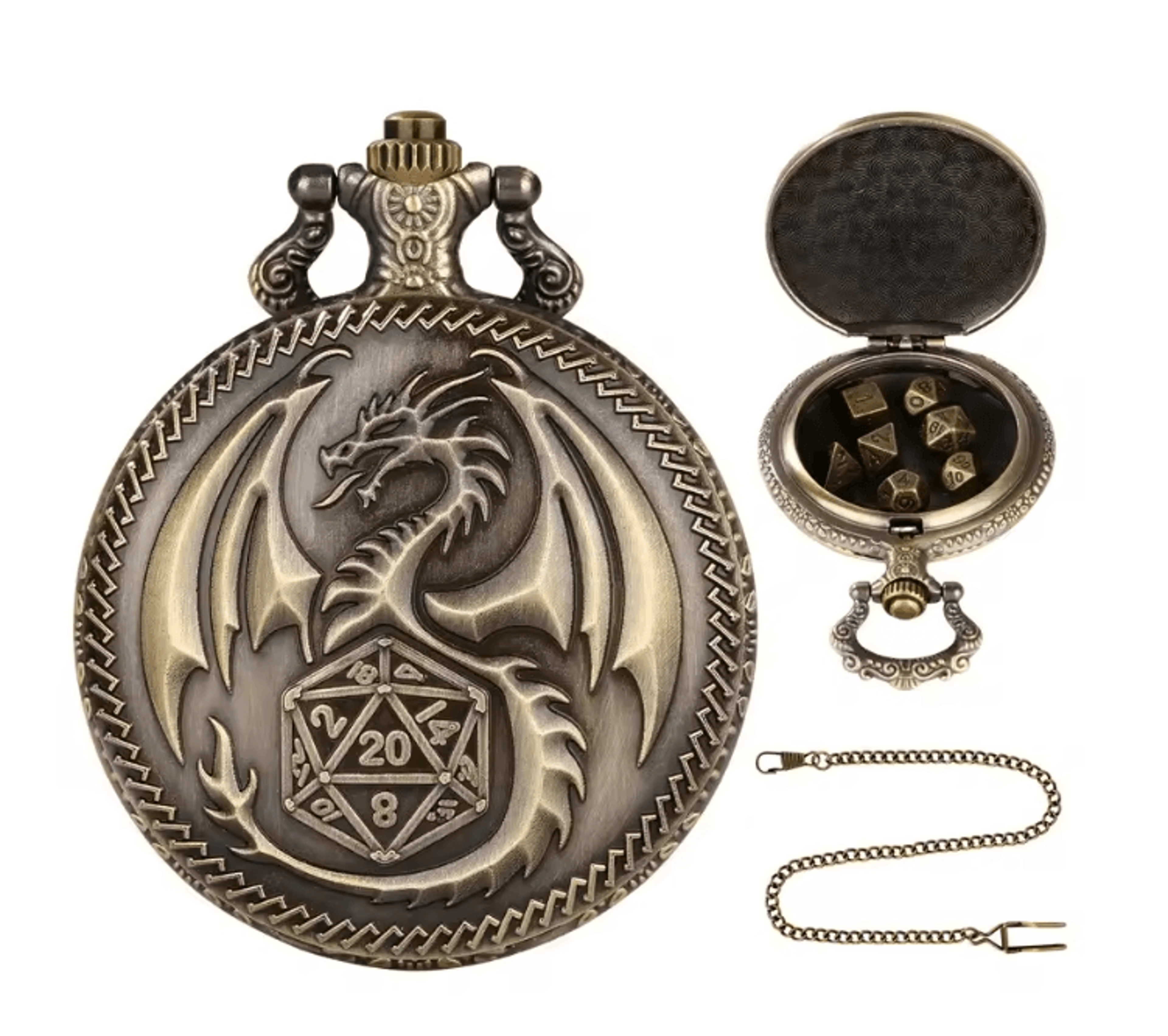 vintage dragon polyhedral dice pendant necklace
