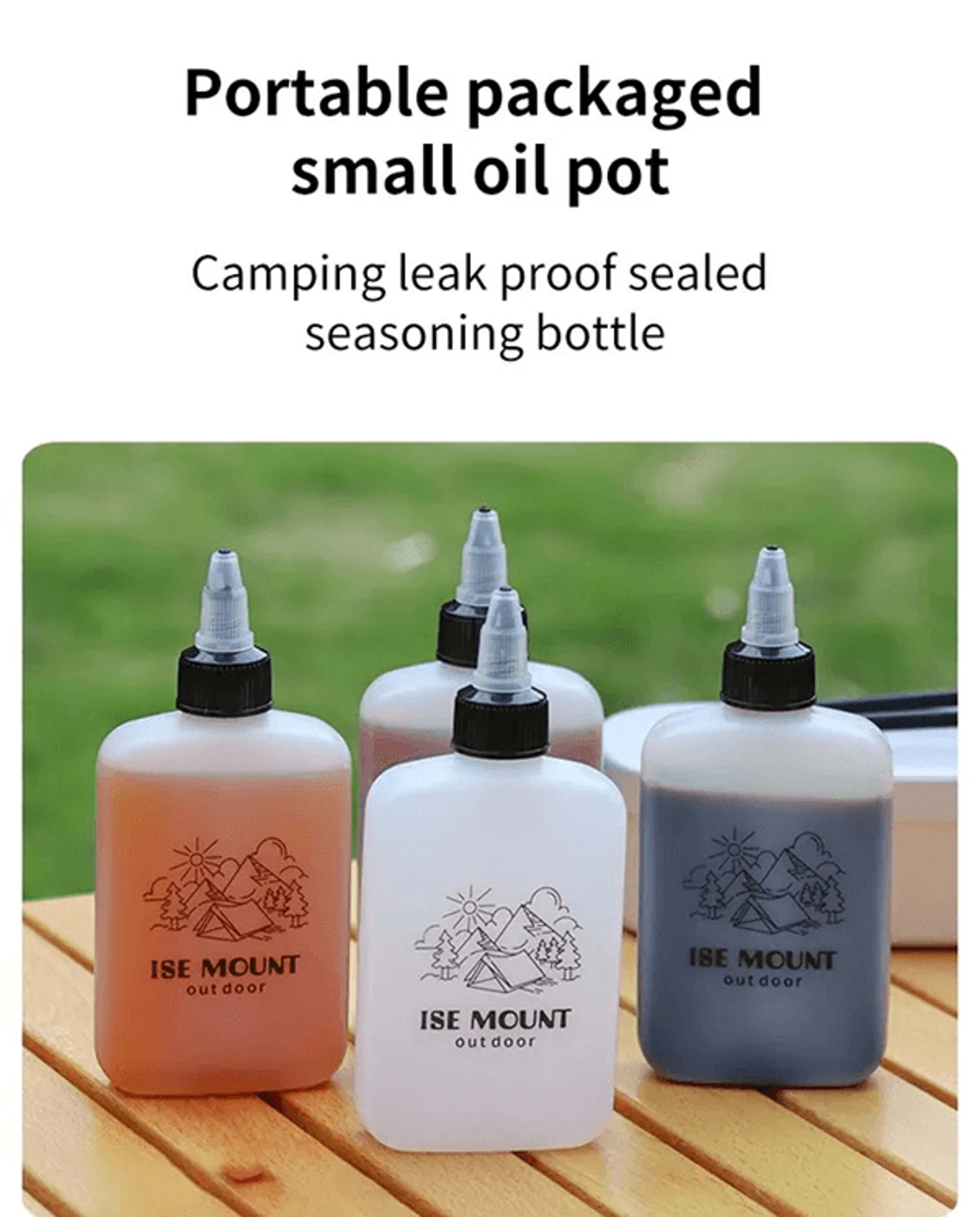 portable leak proof oil and seasoning bottle for outdoor cooking