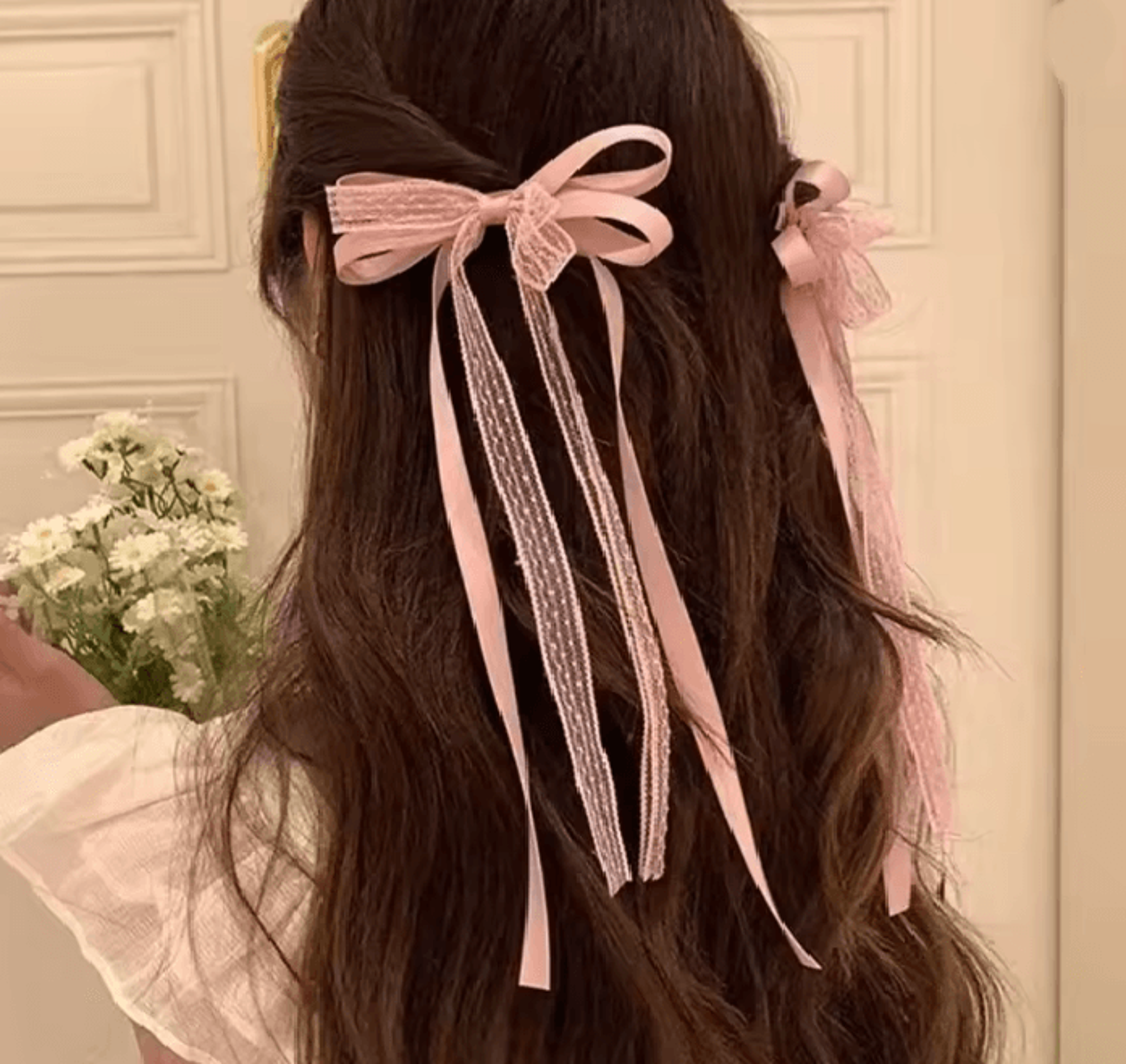 silklace ribbon bow hair clip