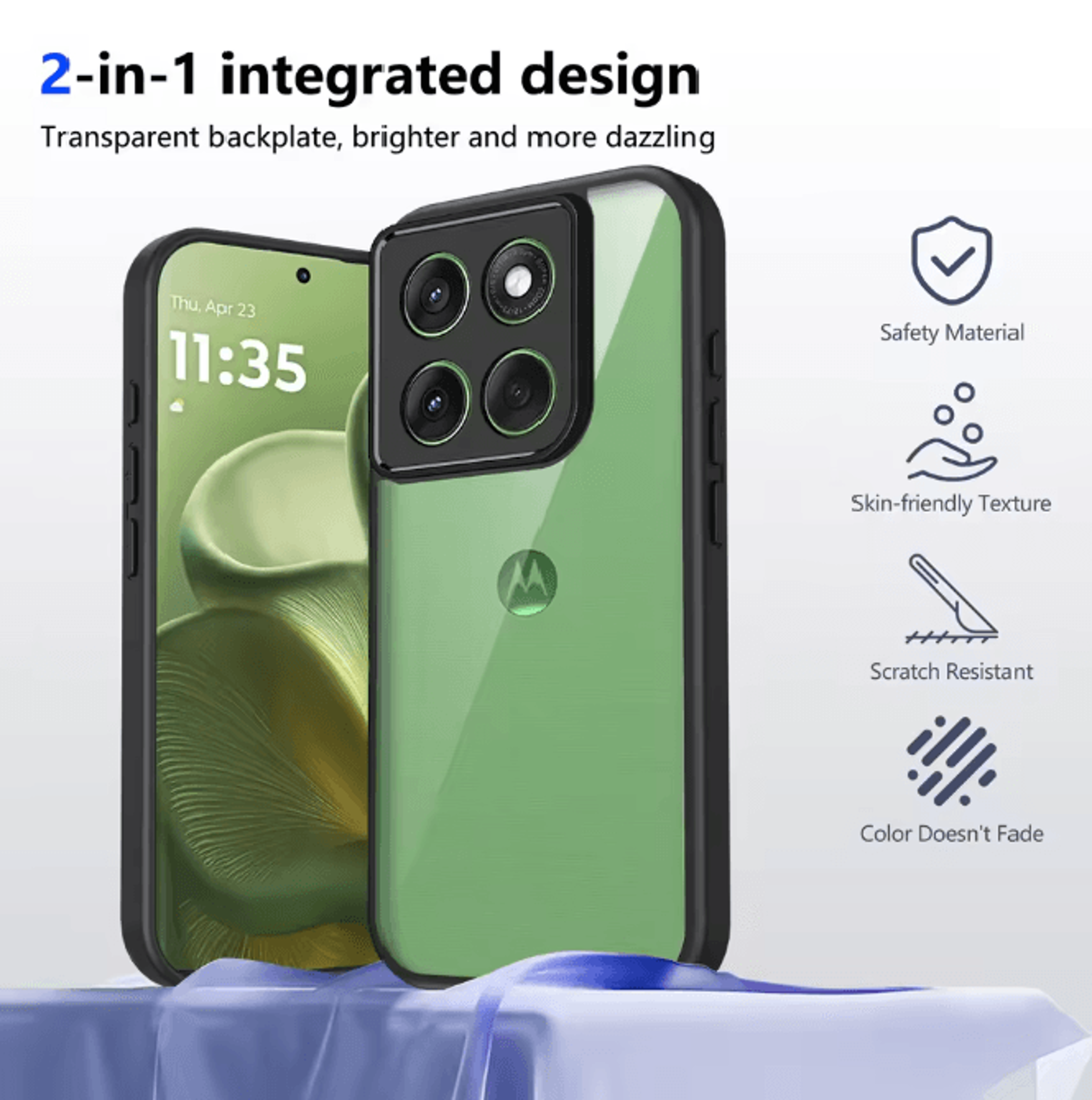 premium clear shockproof silicone bumper case for motorola edge 70
