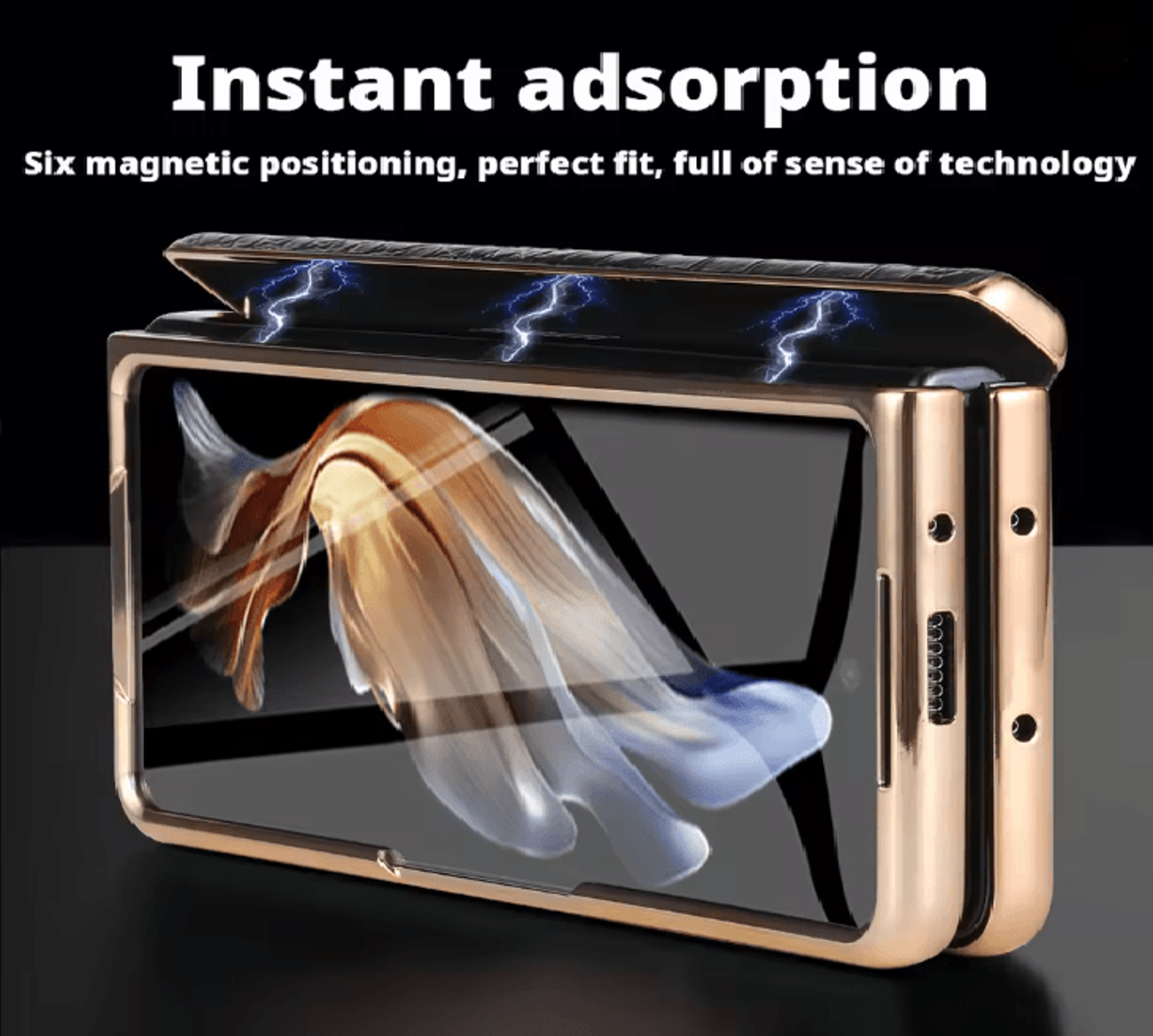 genuine leather magnetic protective case for samsung z fold series