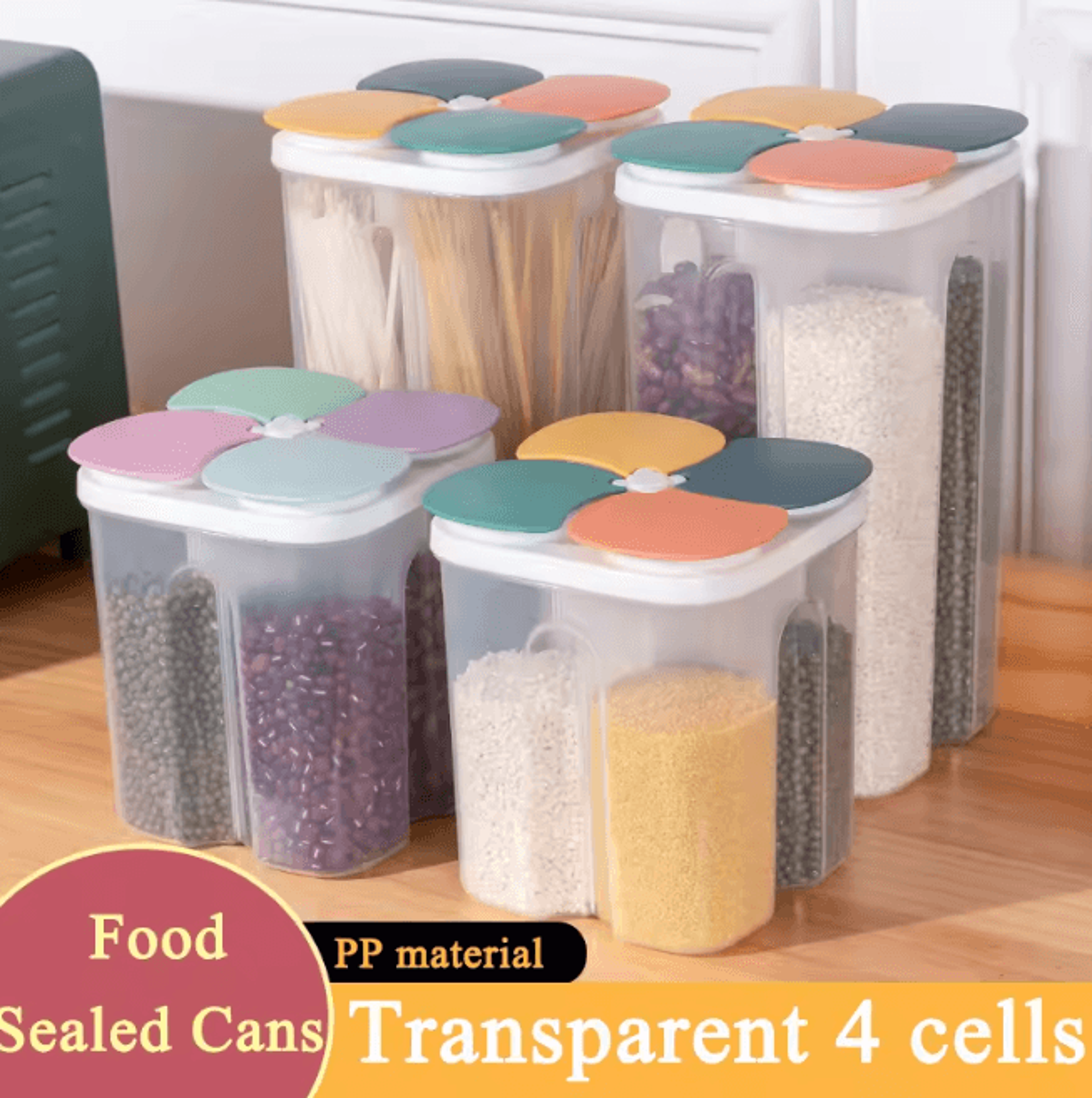 freshlock 4 grid cereal storage box airtight kitchen food container