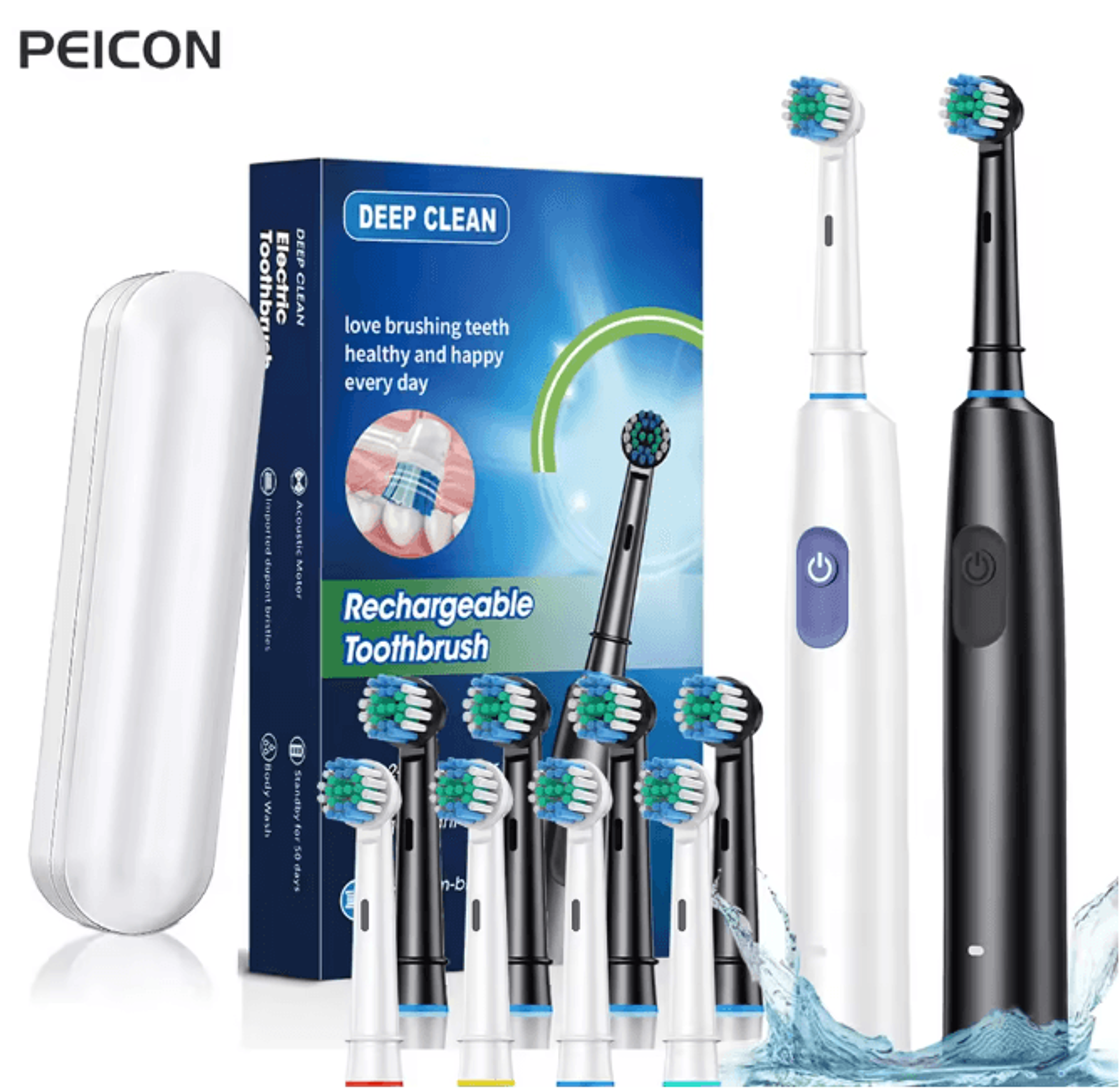 CleanSpin Pro Electric Toothbrush Rotary Rechargeable with Soft Brush Heads