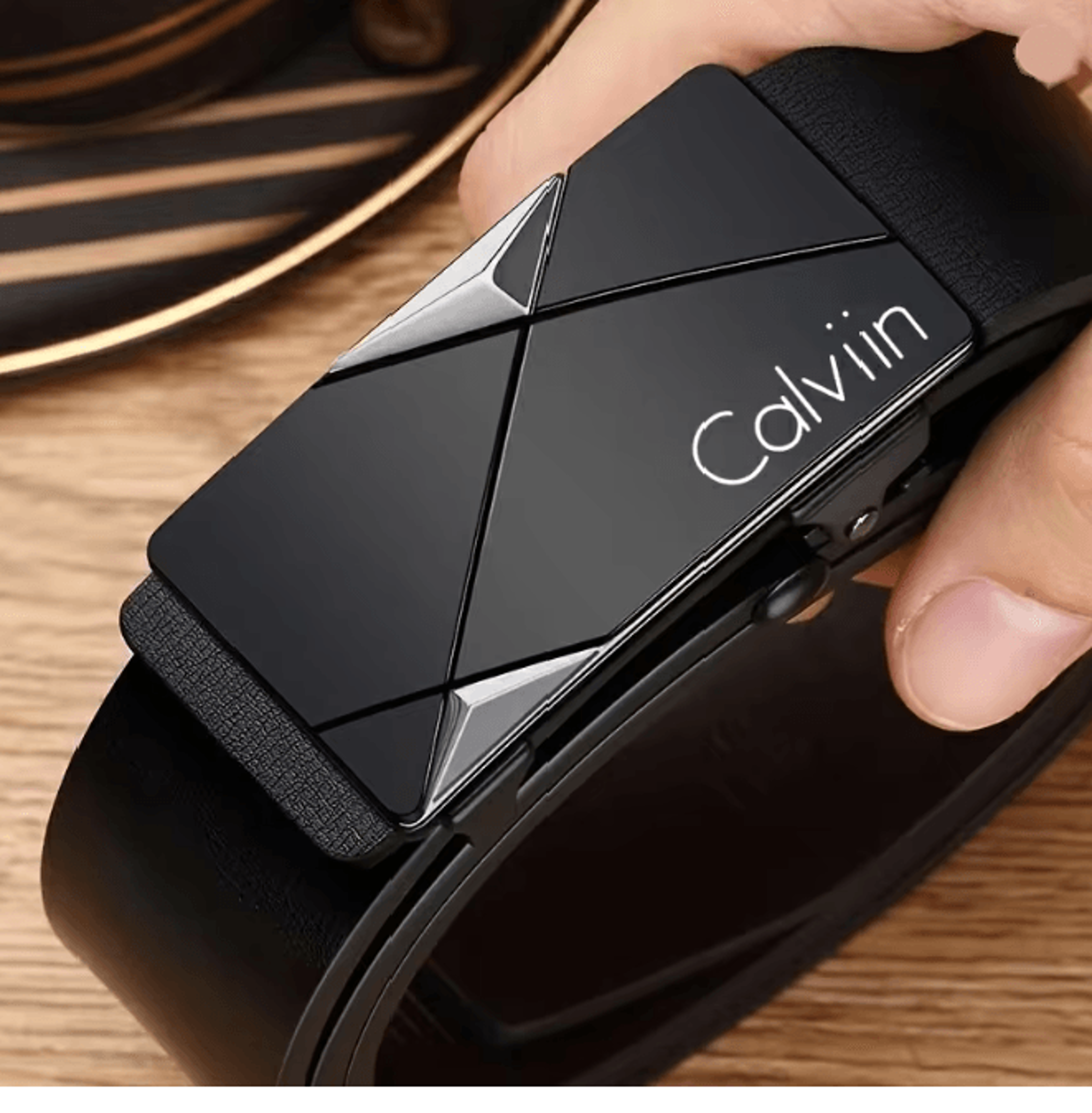 autolock classic mens pu leather belt automatic buckle dress belt