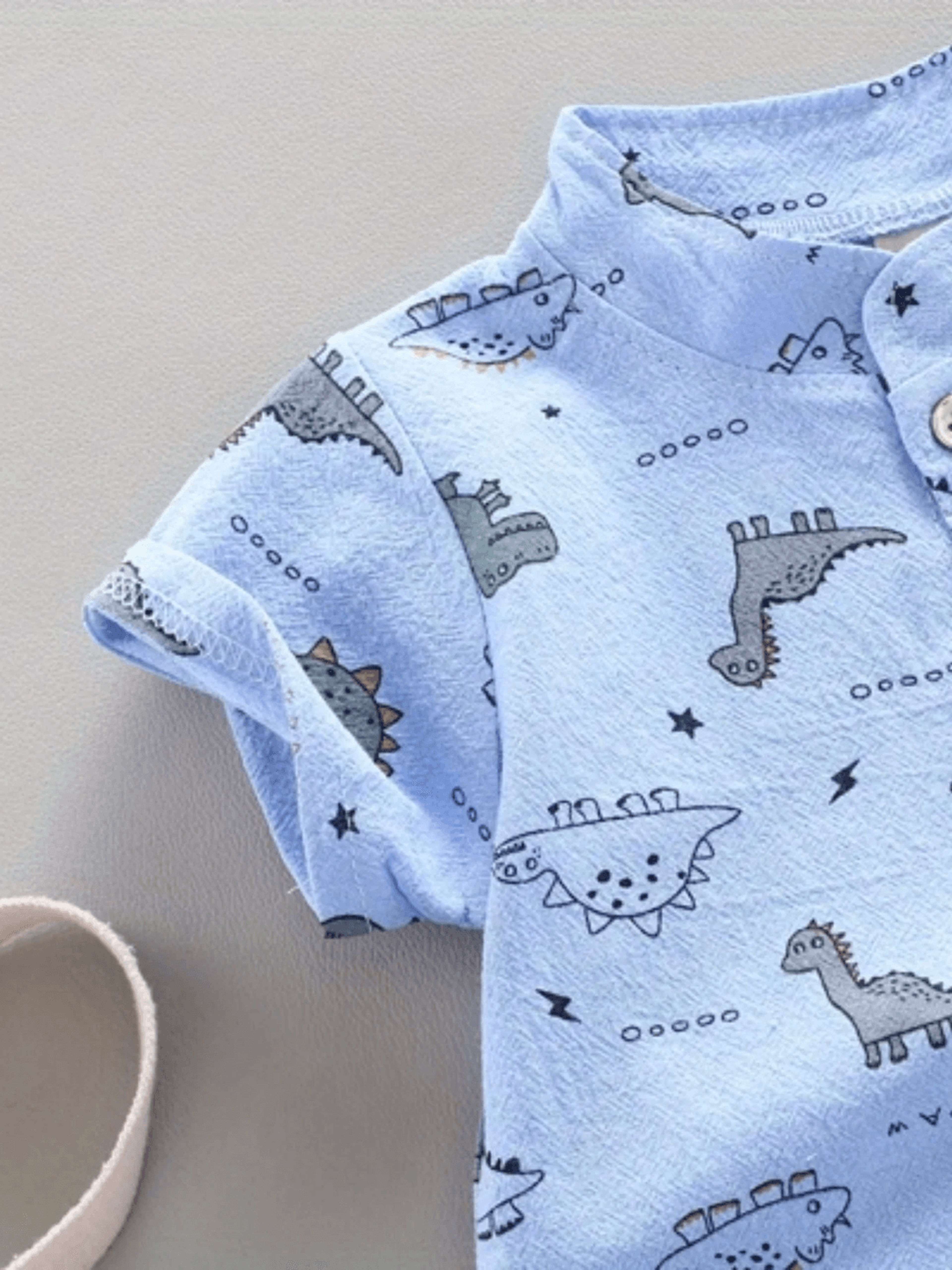 toddler dinosaur print summer outfit short sleeve shirt and shorts set