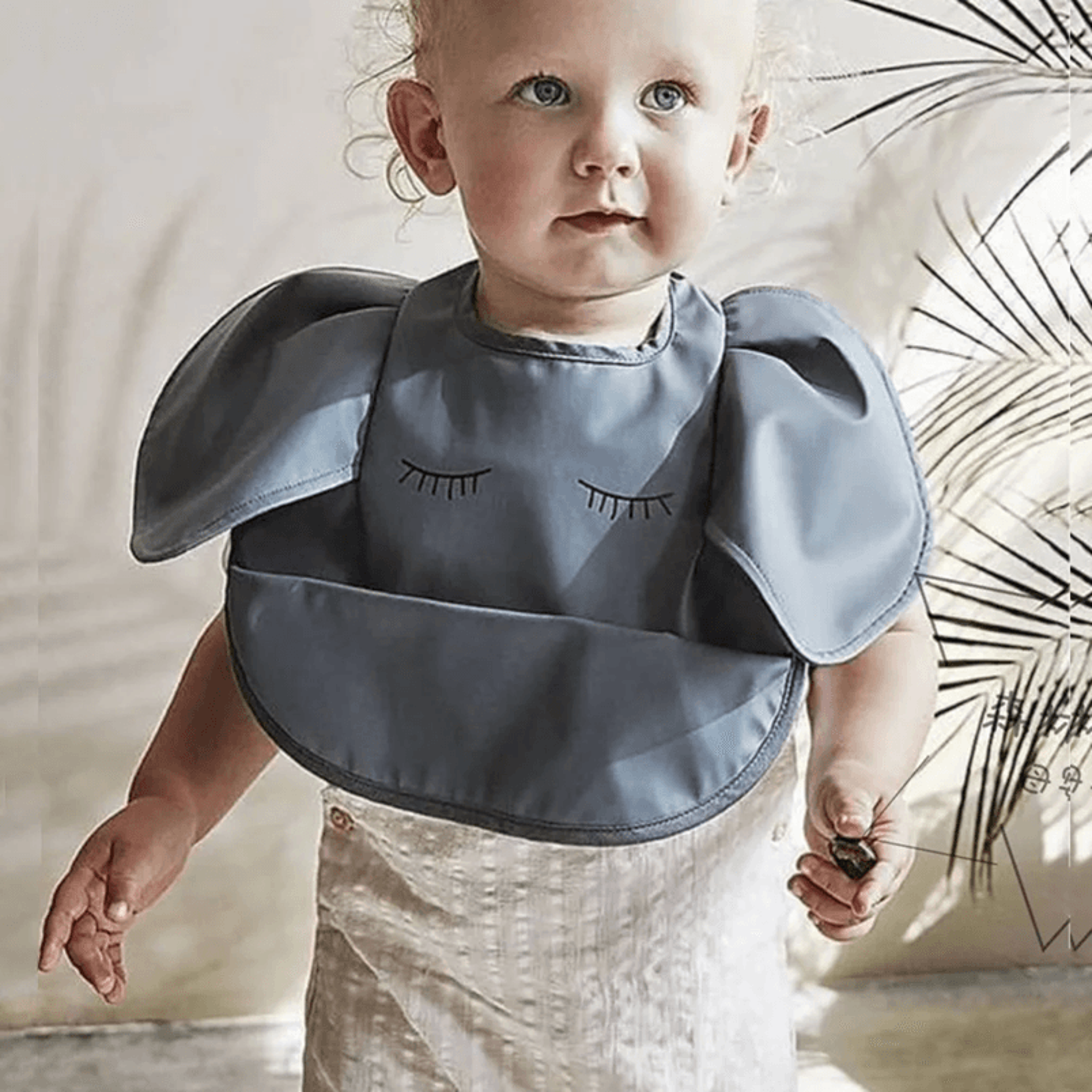 waterproof baby bib with sleeves soft pu feeding bib with pocket