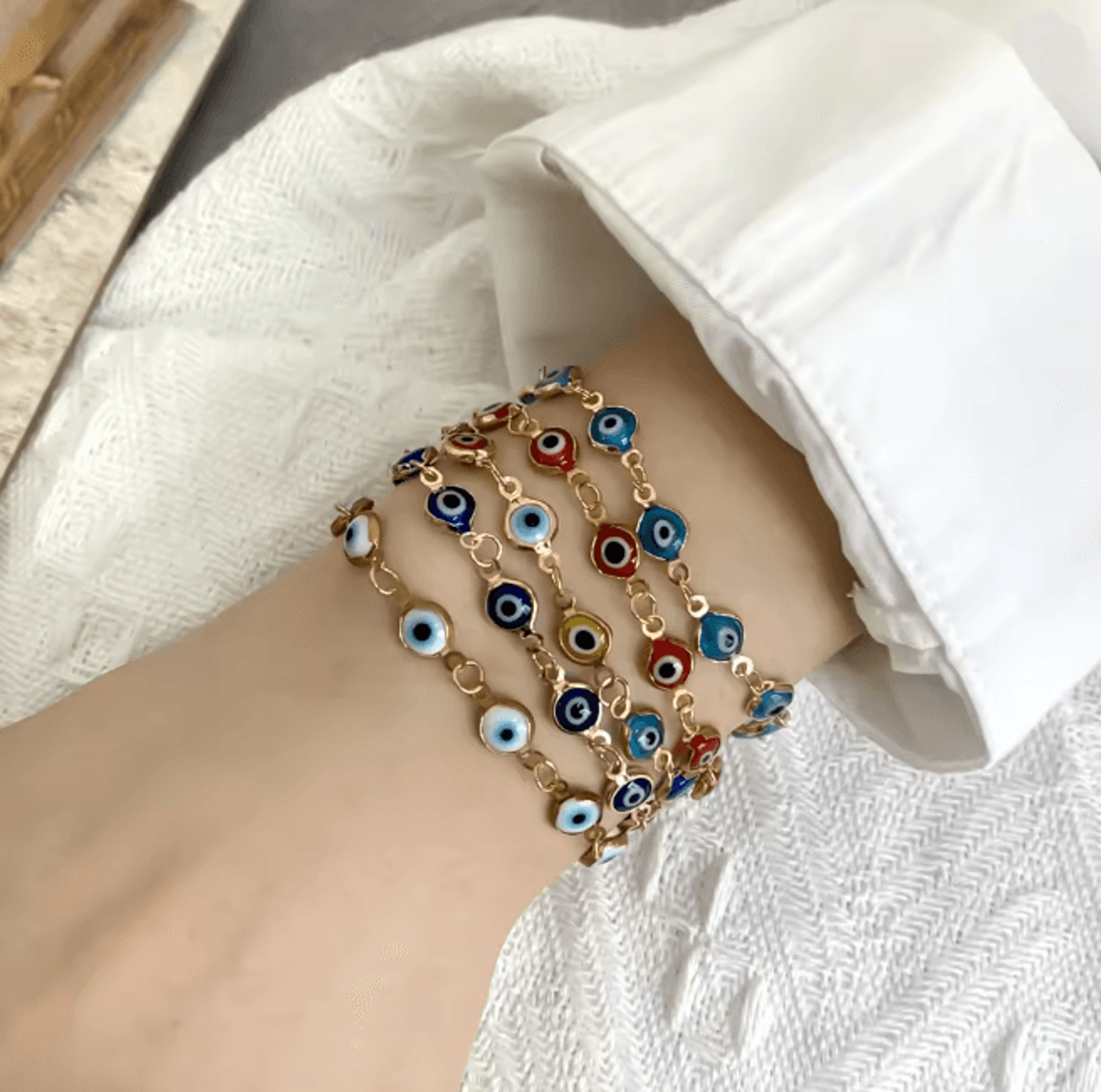 lucky evil eye bracelet adjustable metal chain protection jewelry
