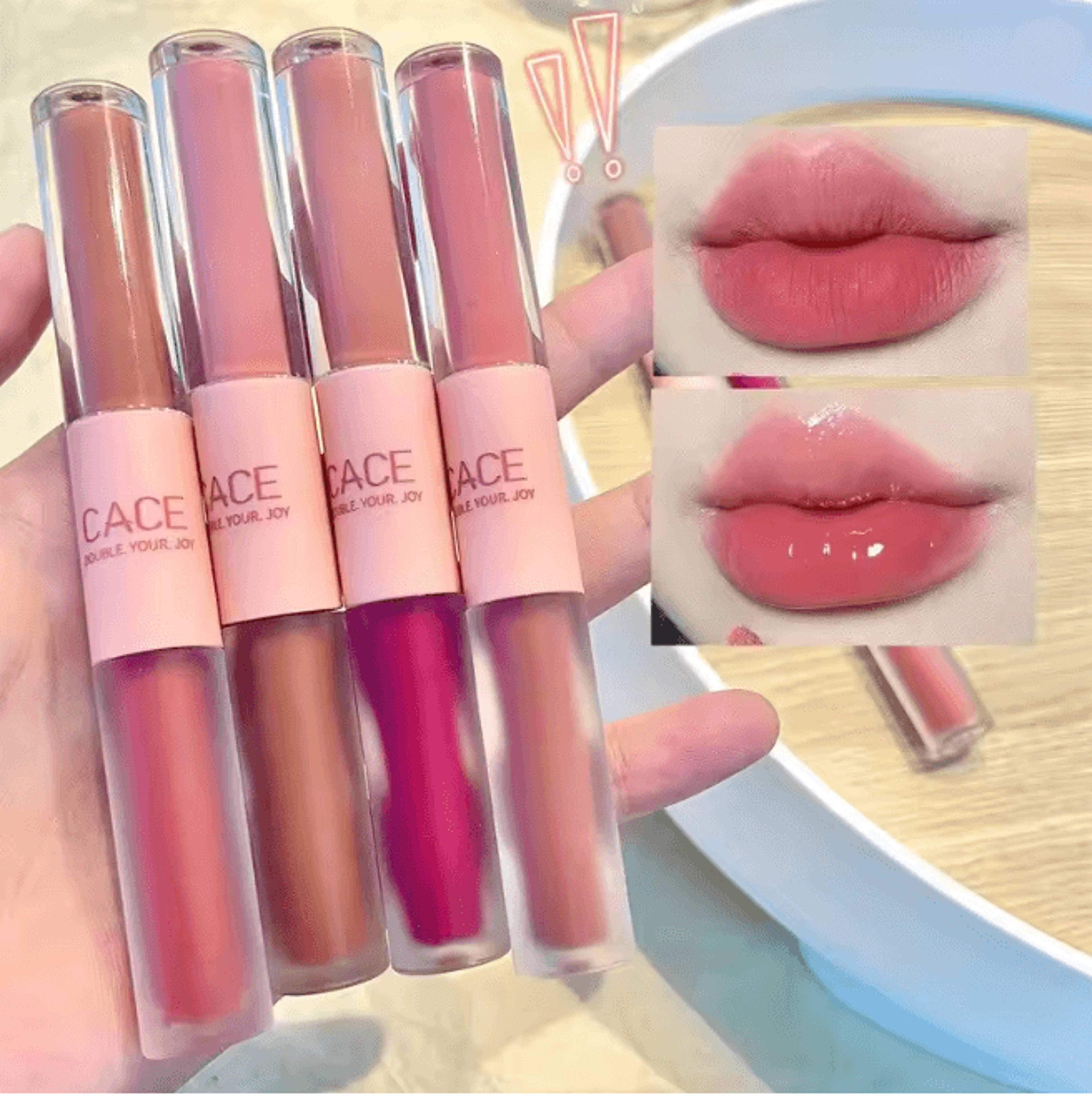 Double End Lip Glaze Gloss and Matte Long Lasting Lip Color
