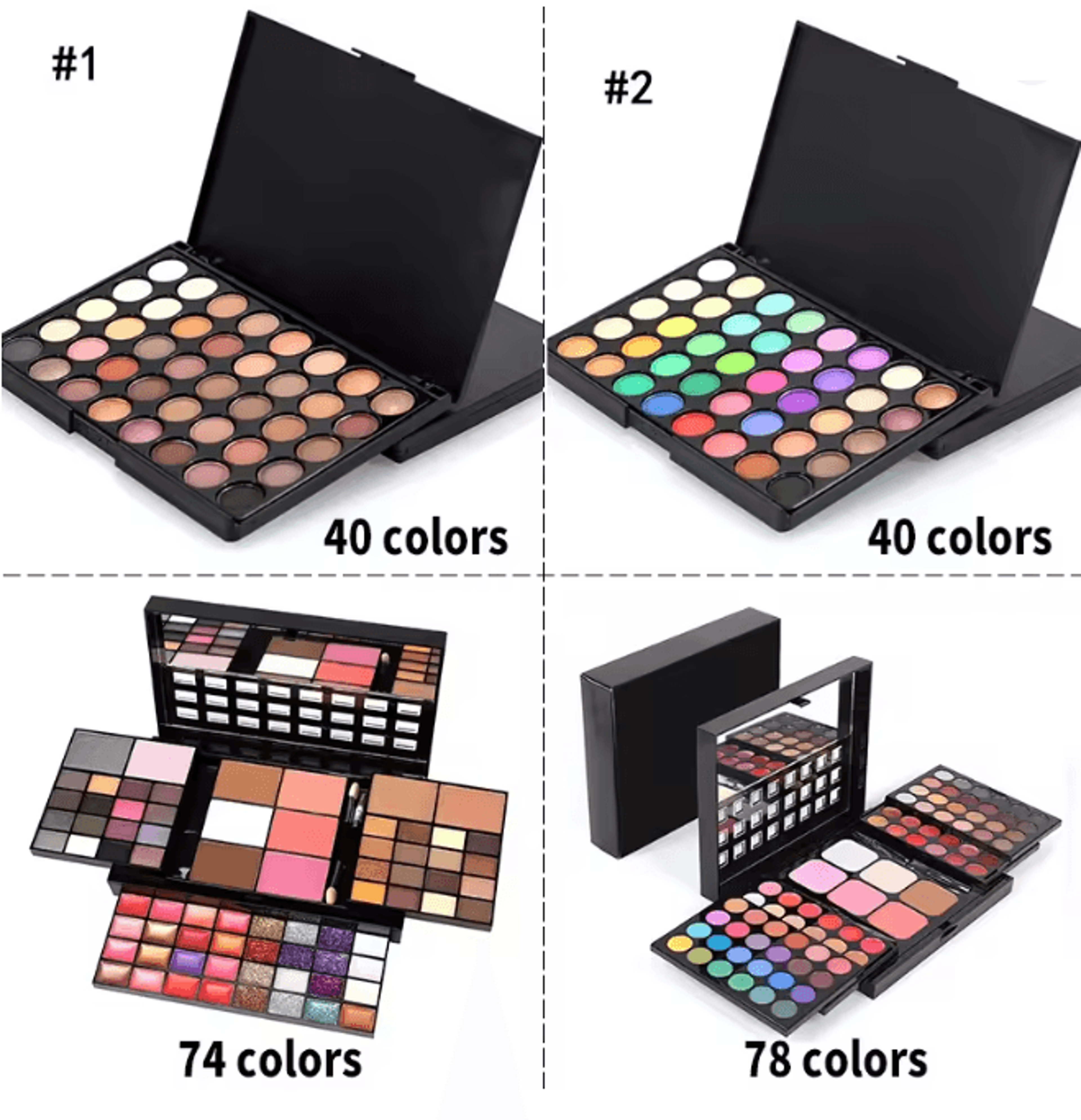 large color glitter eyeshadow palette matte and shimmer long lasting