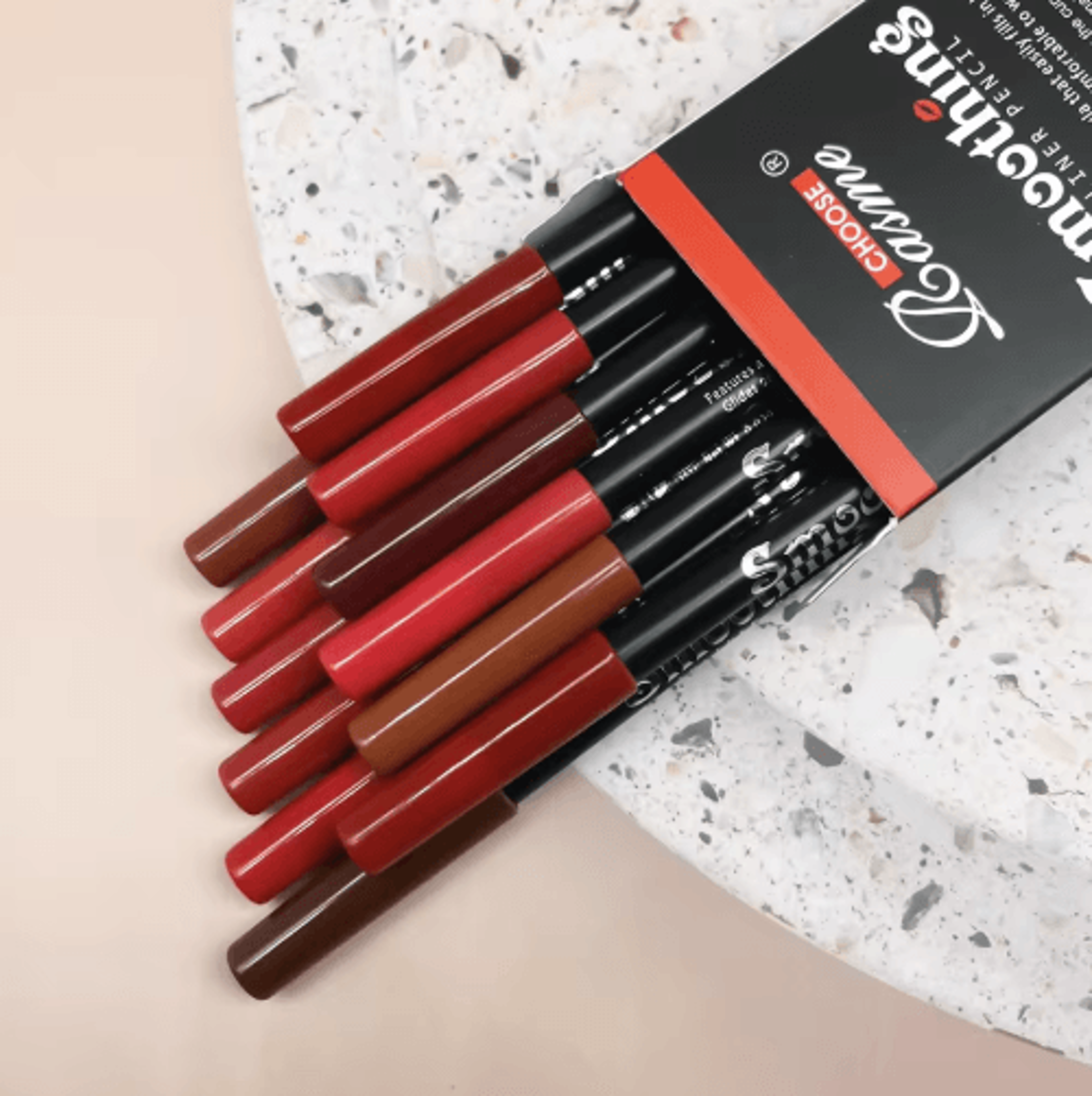 12 Color Professional Lip Liner Pencil Set Matte Nude Finish