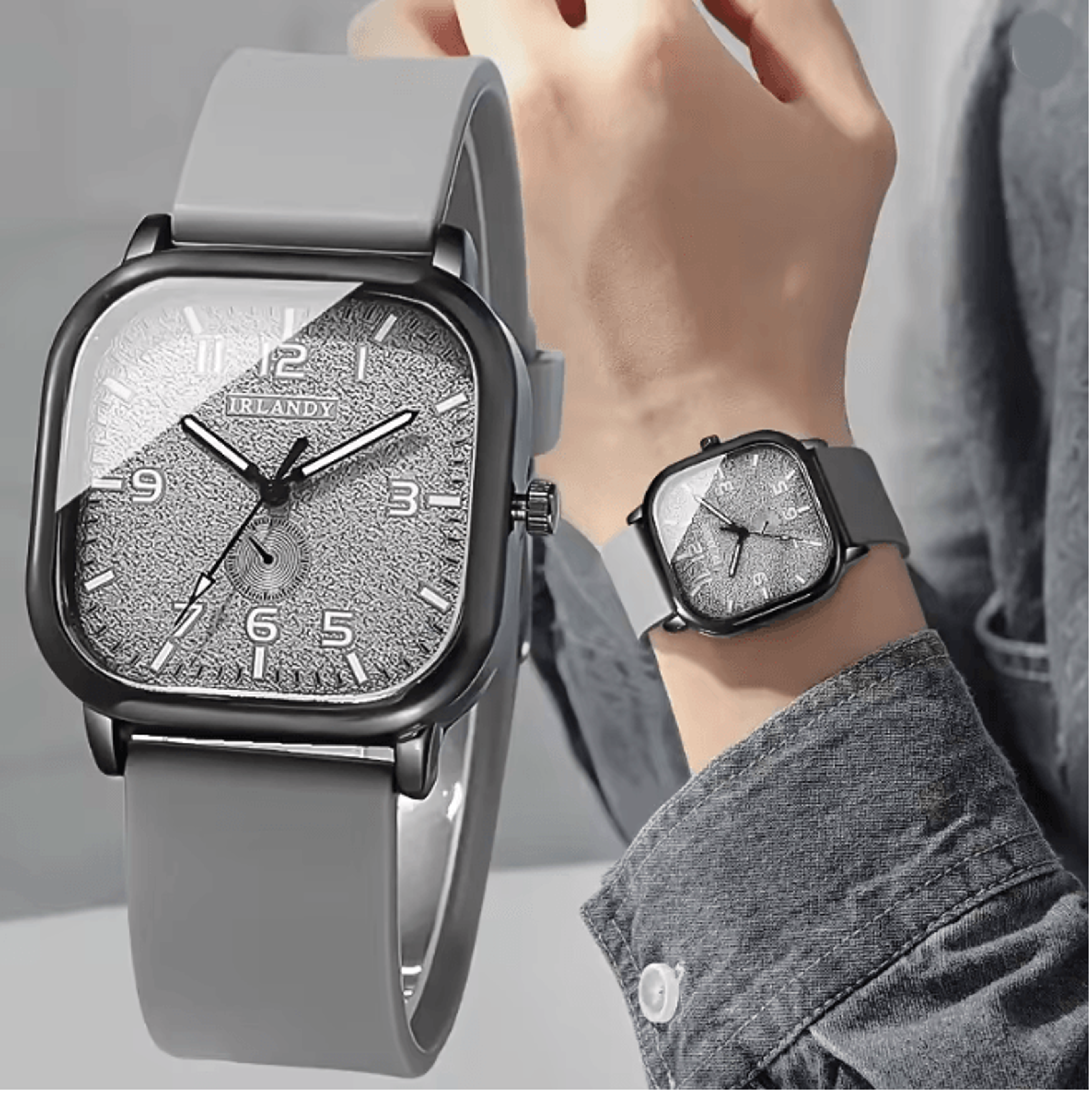 square silicone quartz watch casual sport style