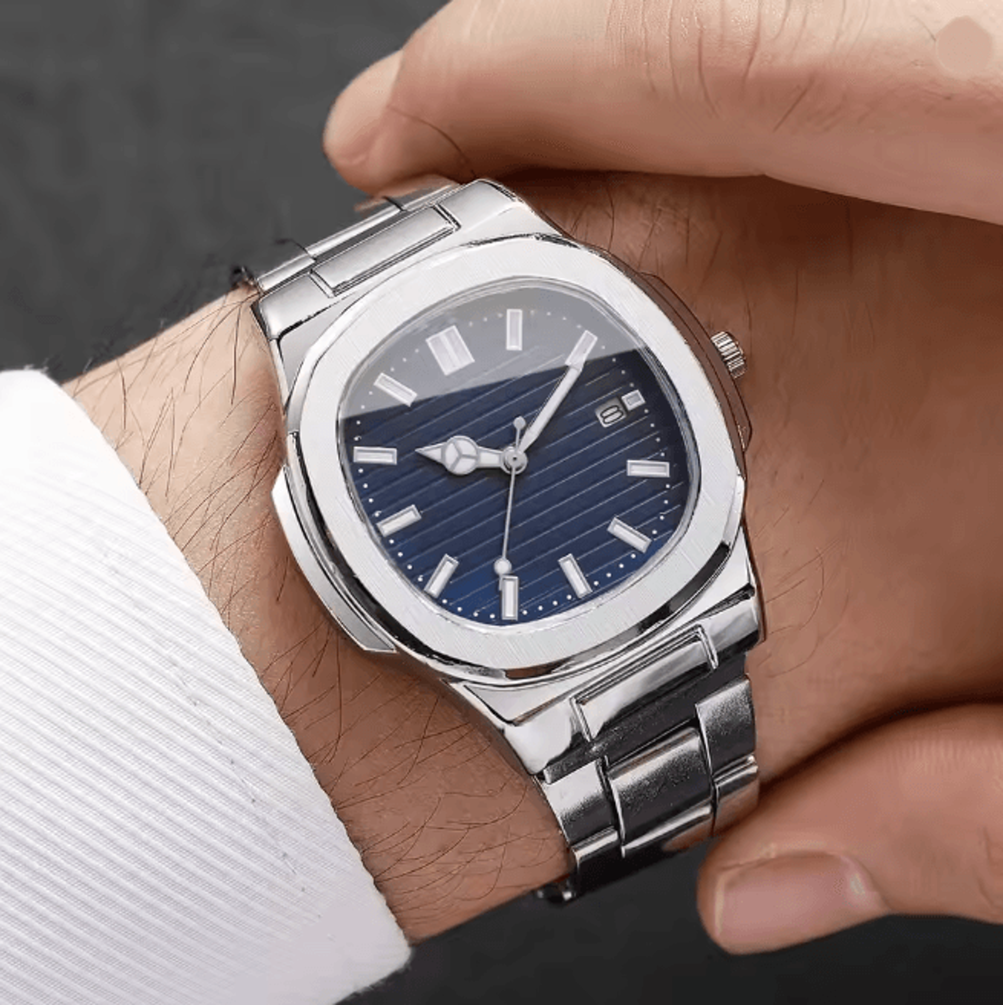 luxury square dial mens quartz watch stainless steel business style