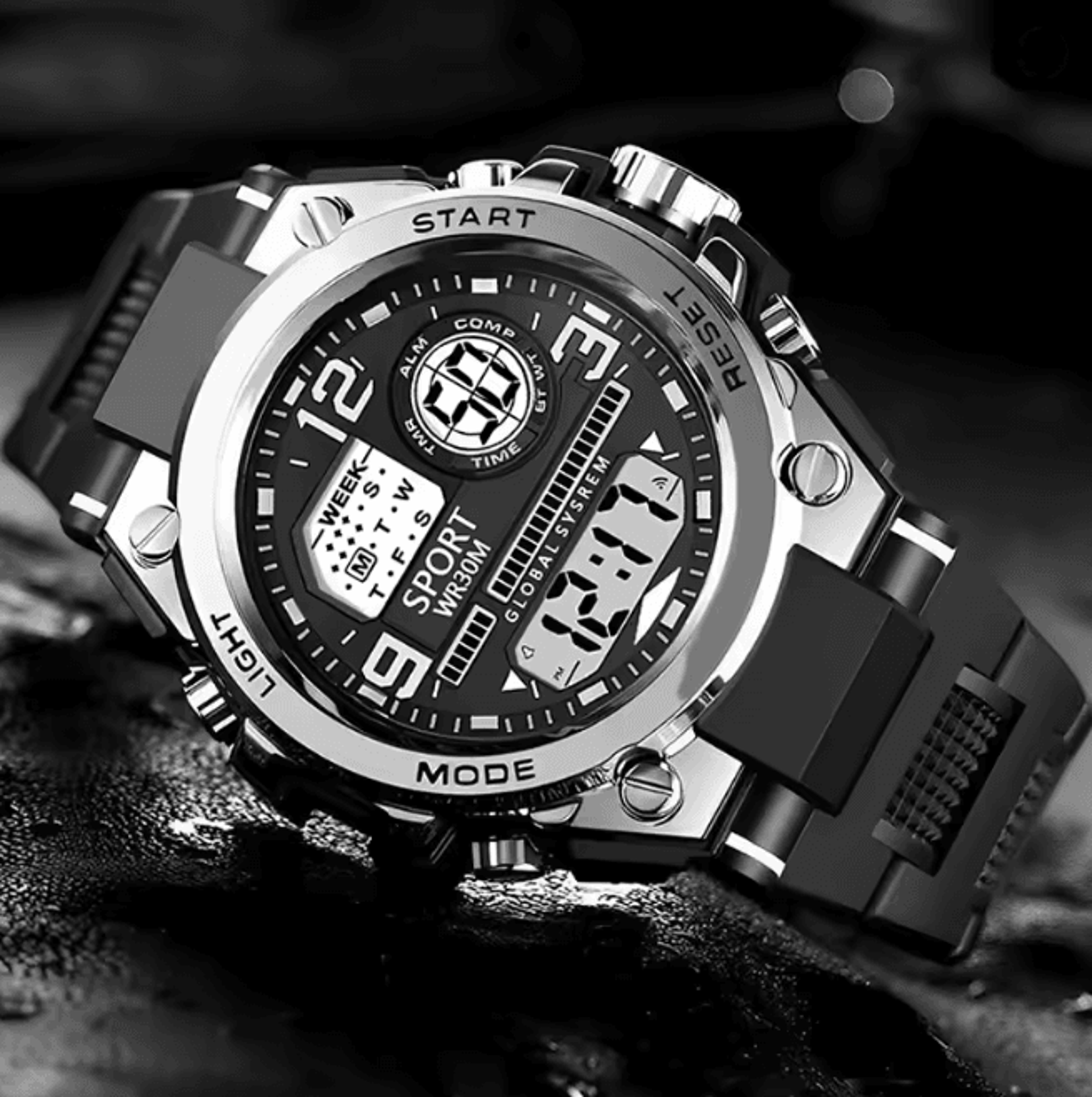 mens multifunction led sports watch waterproof luminous