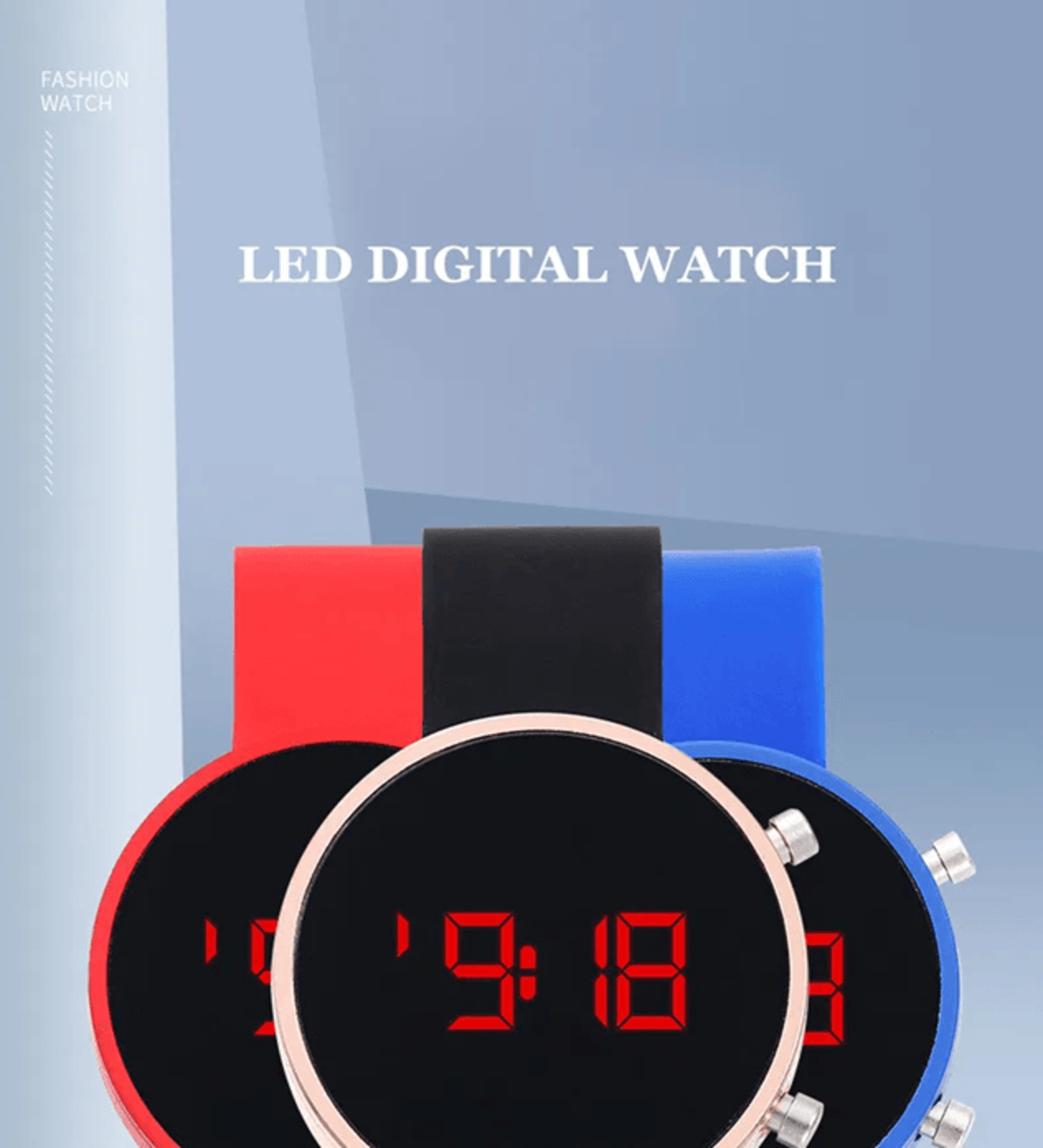 simple digital led watch silicone strap casual sport style