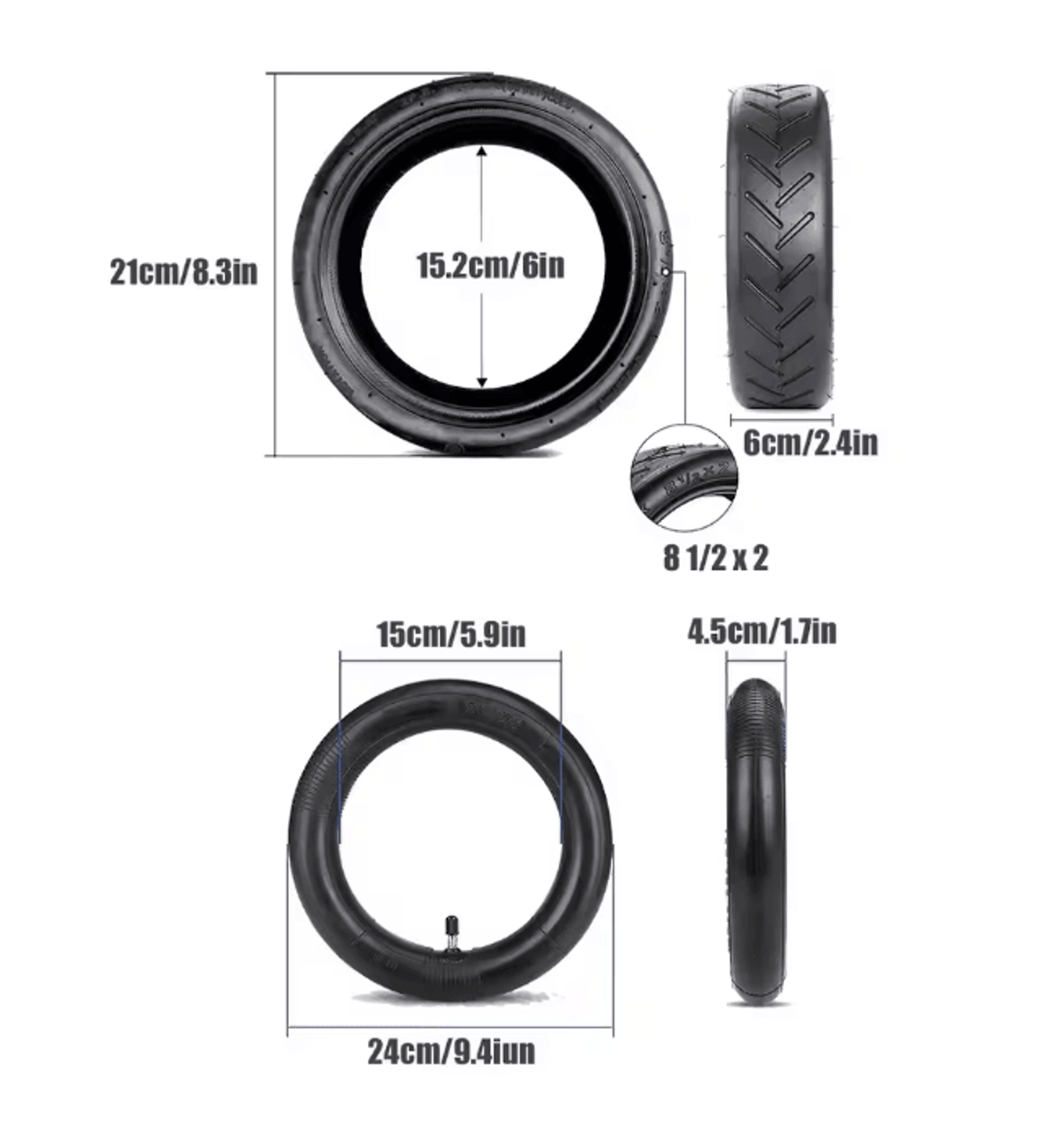 85 Inch Electric Scooter Replacement Tire and Inner Tube Set for Xiaomi M365 Pro 2 Mi 1S
