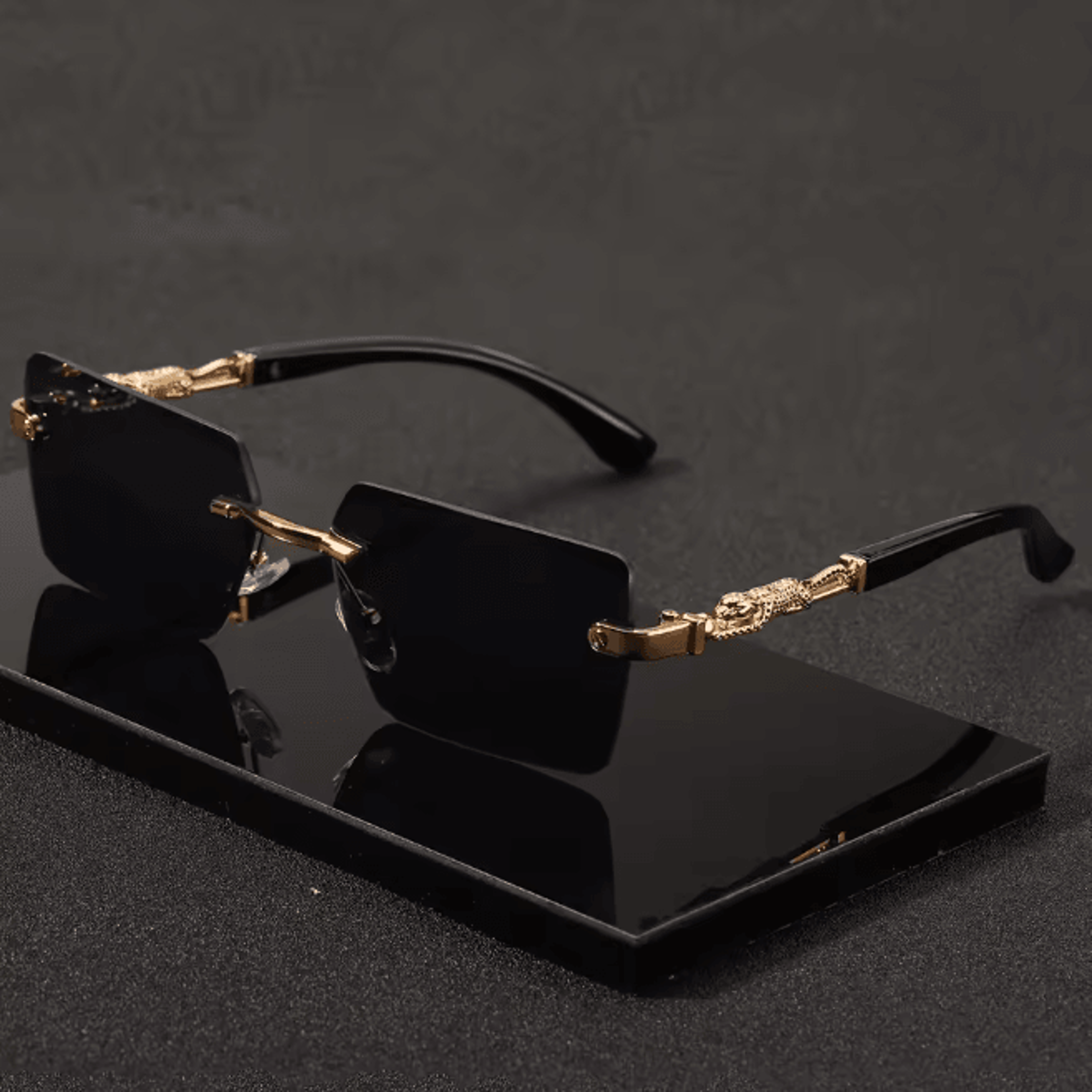 rimless rectangle sunglasses lightweight small frame sun glasses