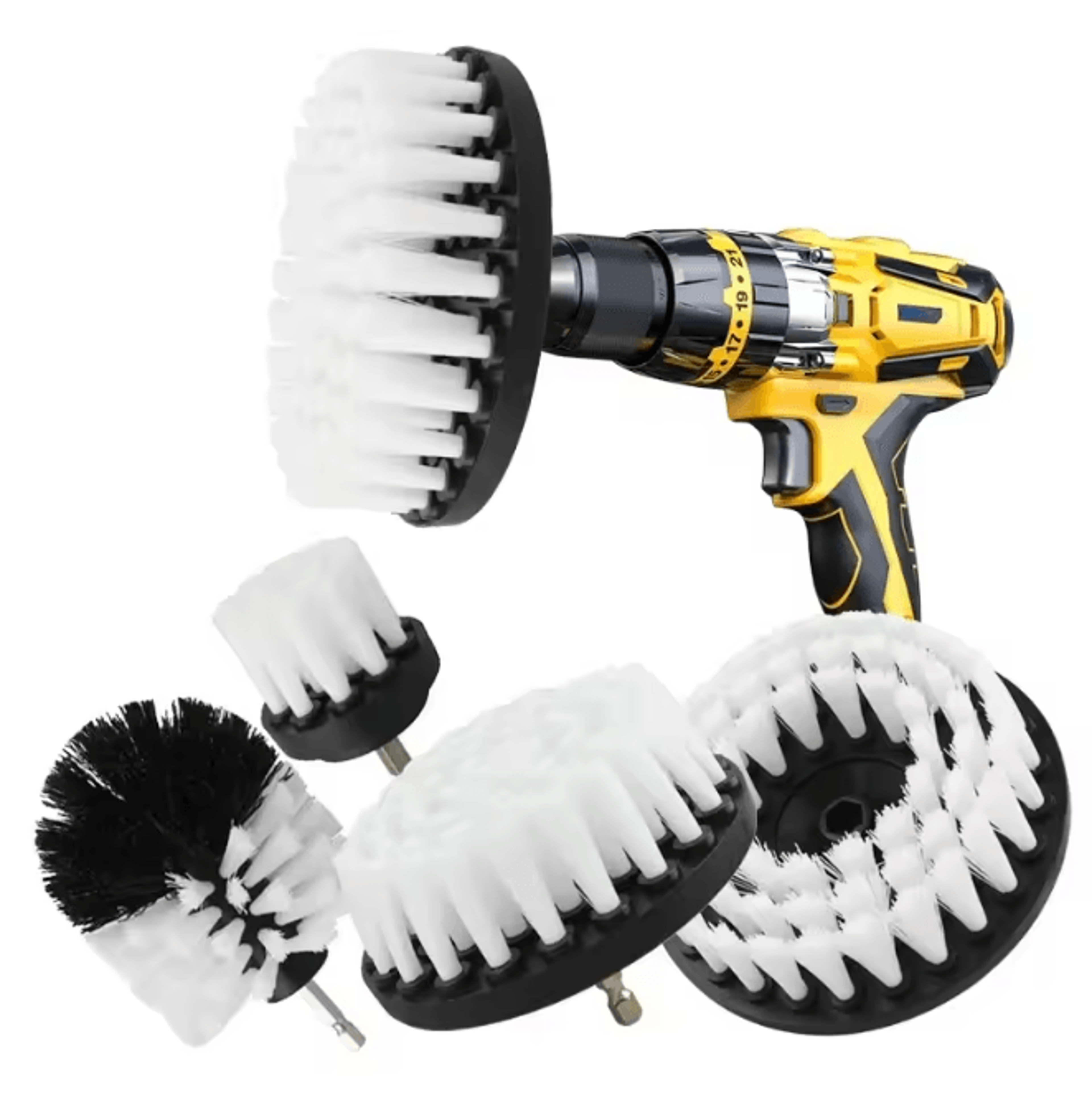 powerscrub pro drill brush attachment set with extender for car bathroom and kitchen cleaning
