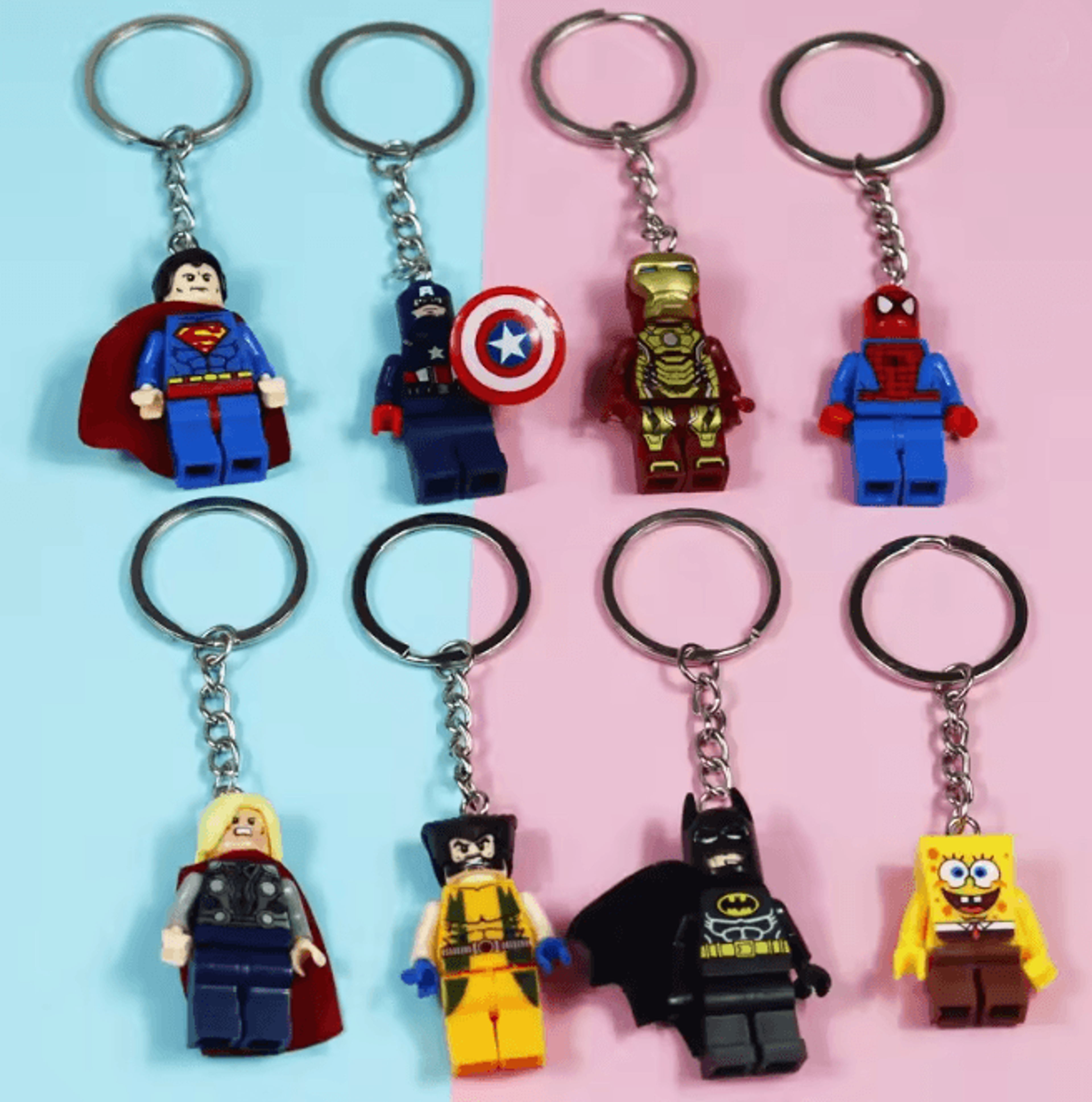 HeroBuild Anime Building Blocks Keychain Spider Man and Iron Man Figure Pendant