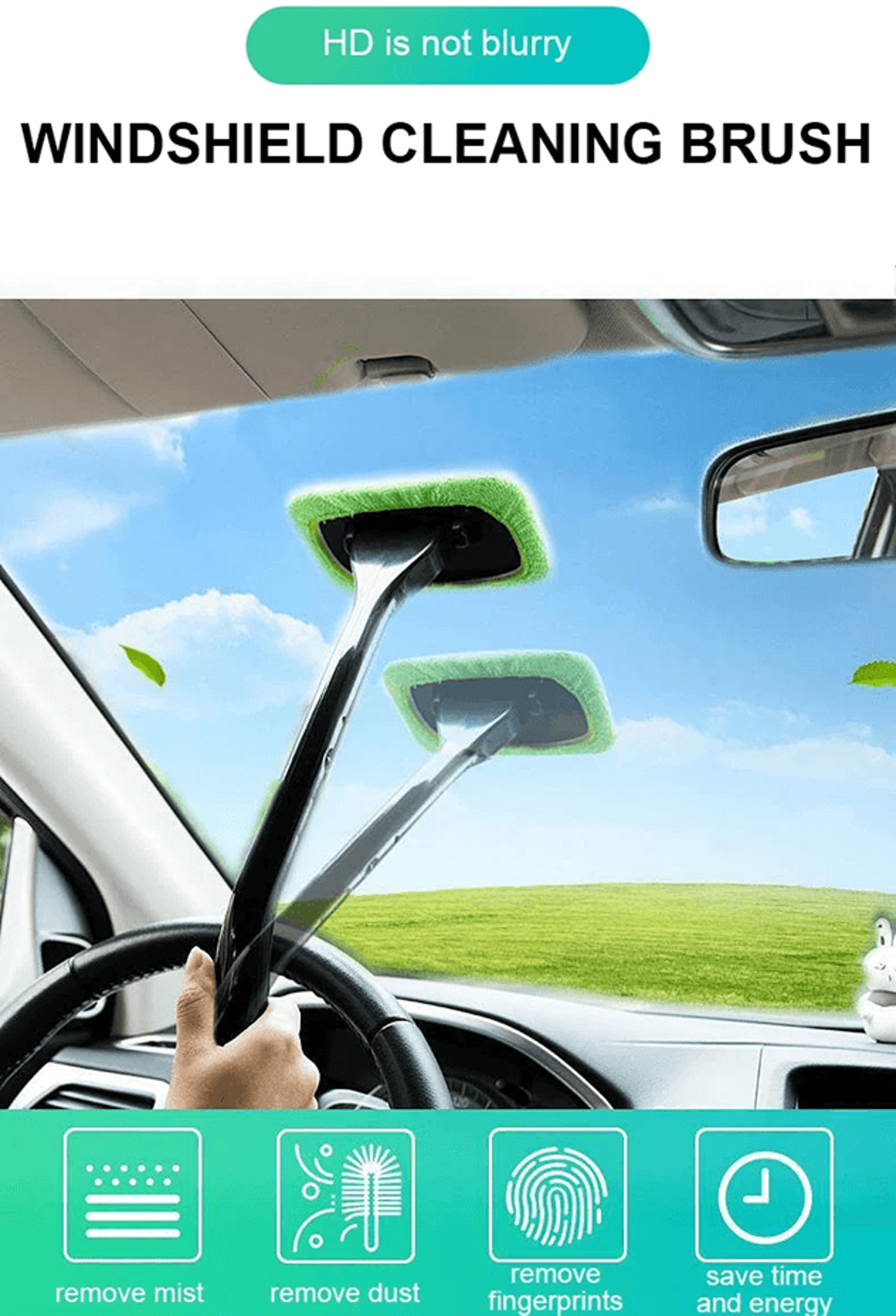 windshield cleaning tool with microfiber pad long handle car window cleaner