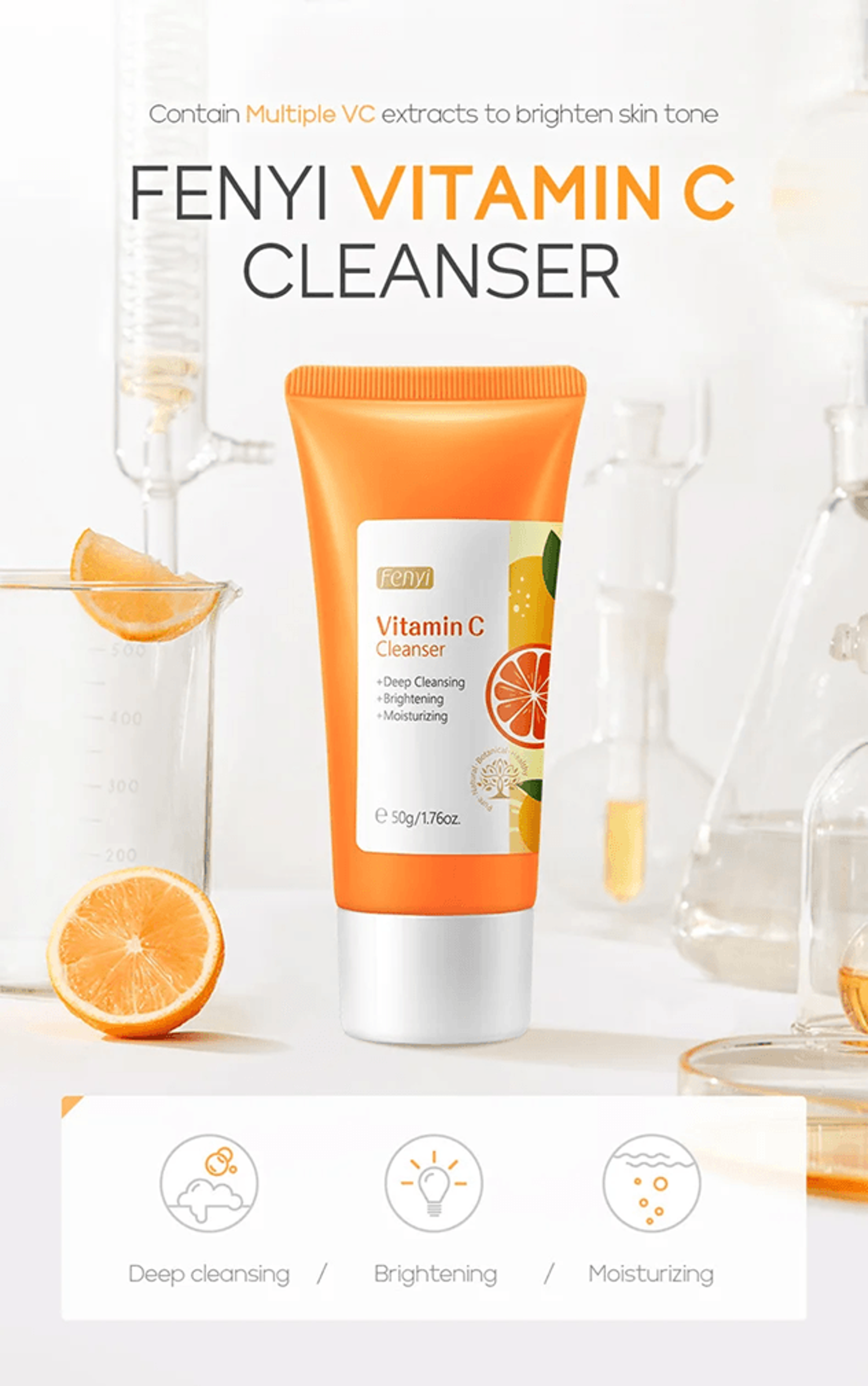 vitamin c facial cleanser deep cleansing brightening face wash