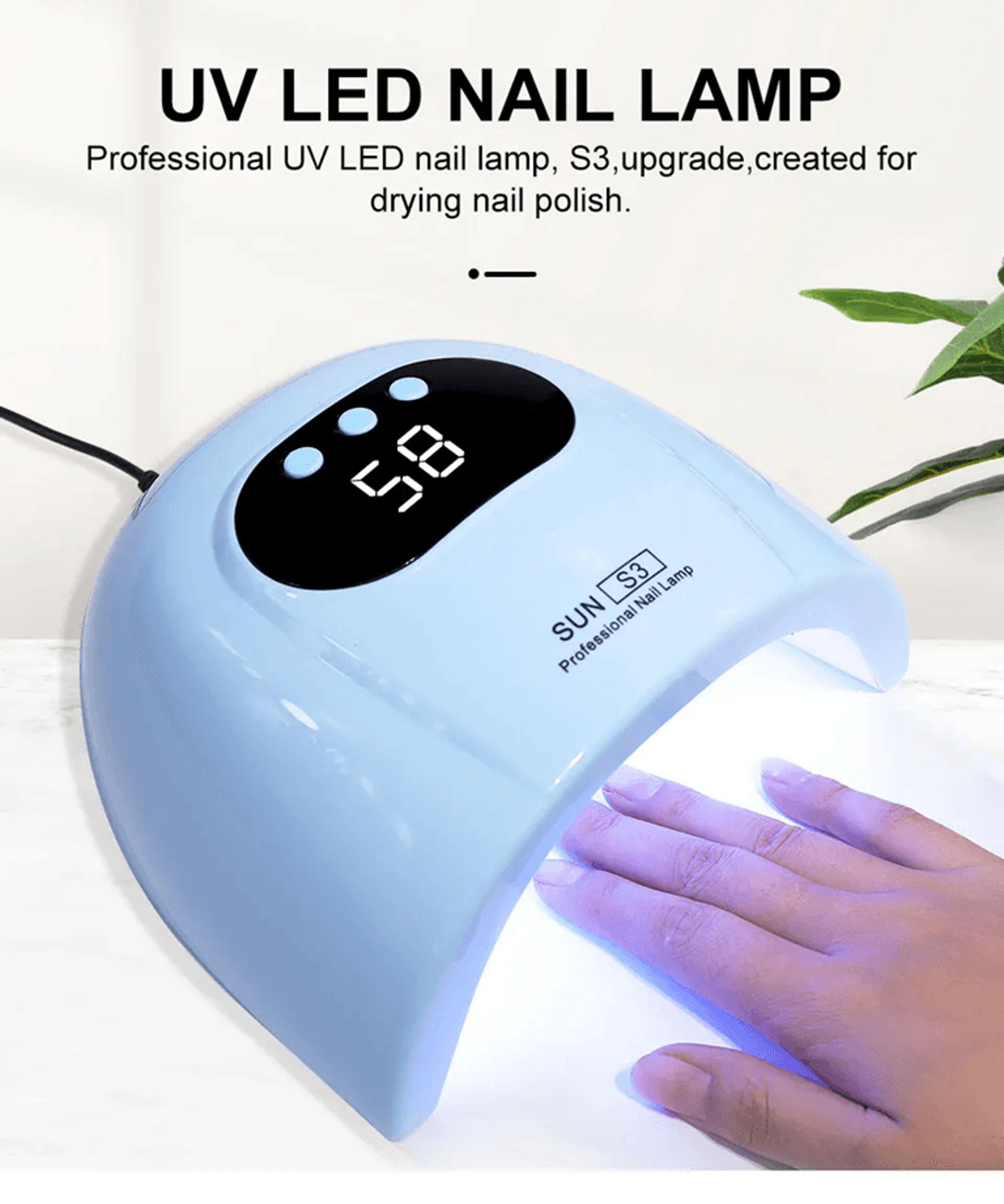 led uv nail lamp gel polish dryer with motion sensor display