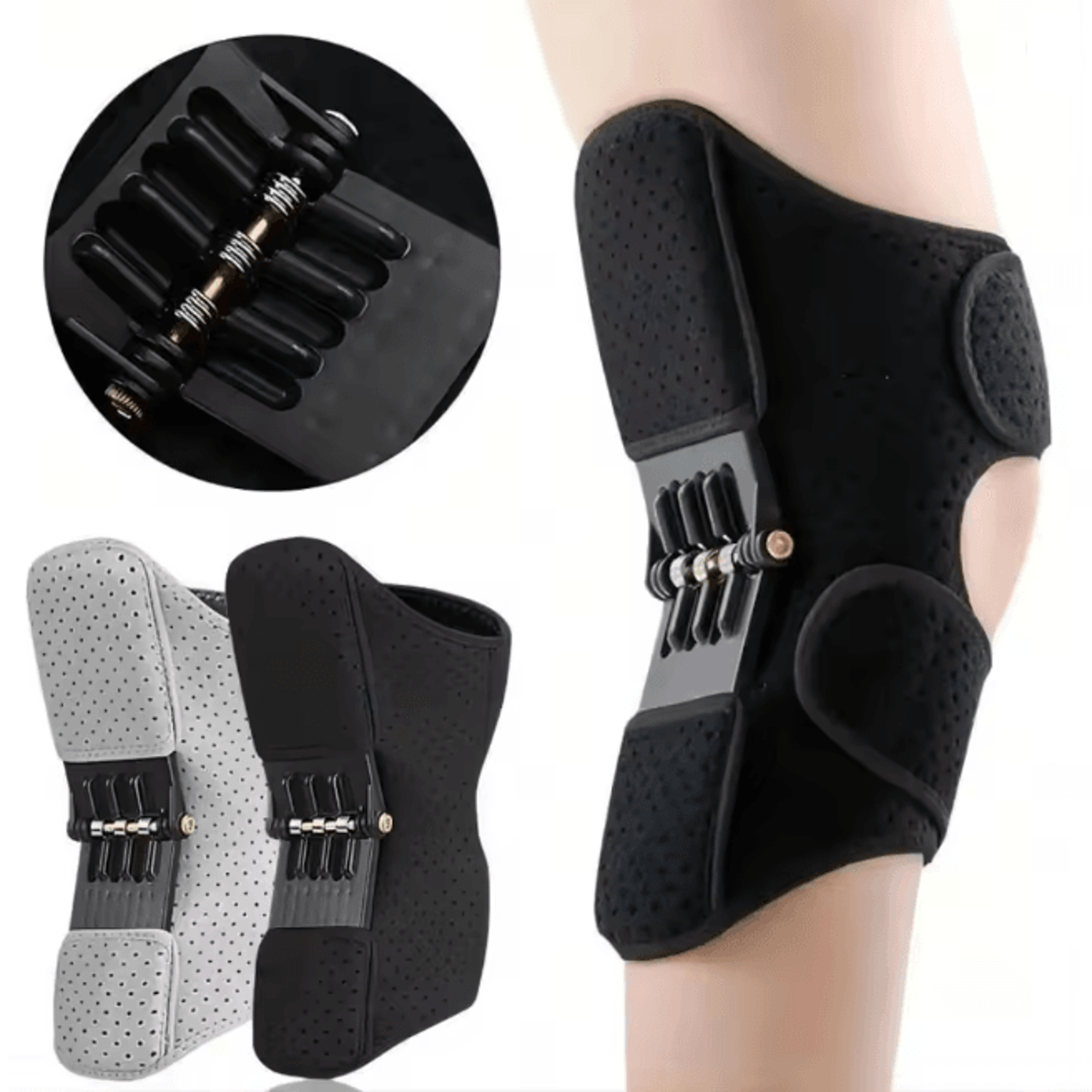 spring assisted knee support brace for mobility and stability