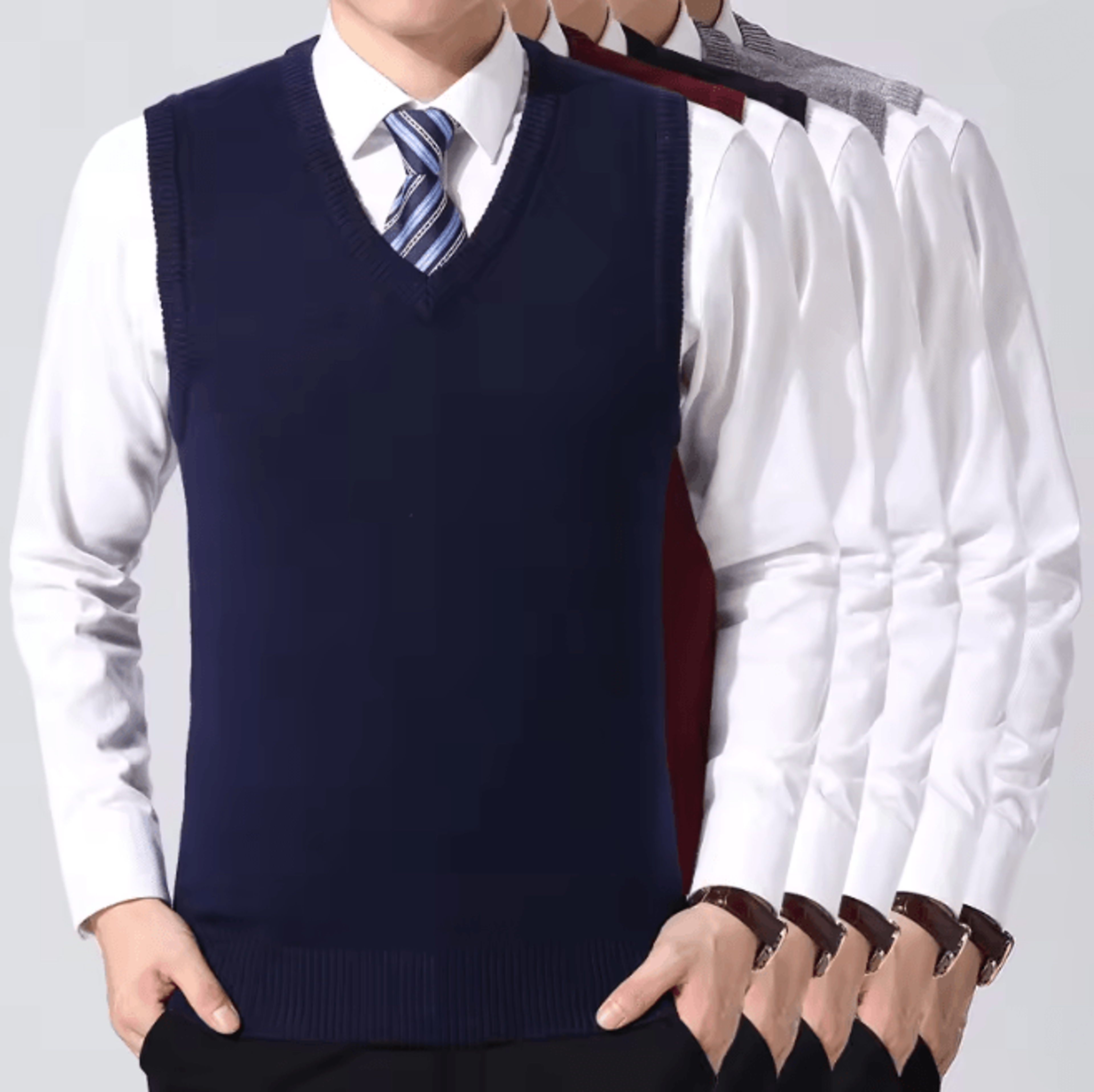 Mens Casual Sweater Vest Warm Knit Autumn Winter Wear
