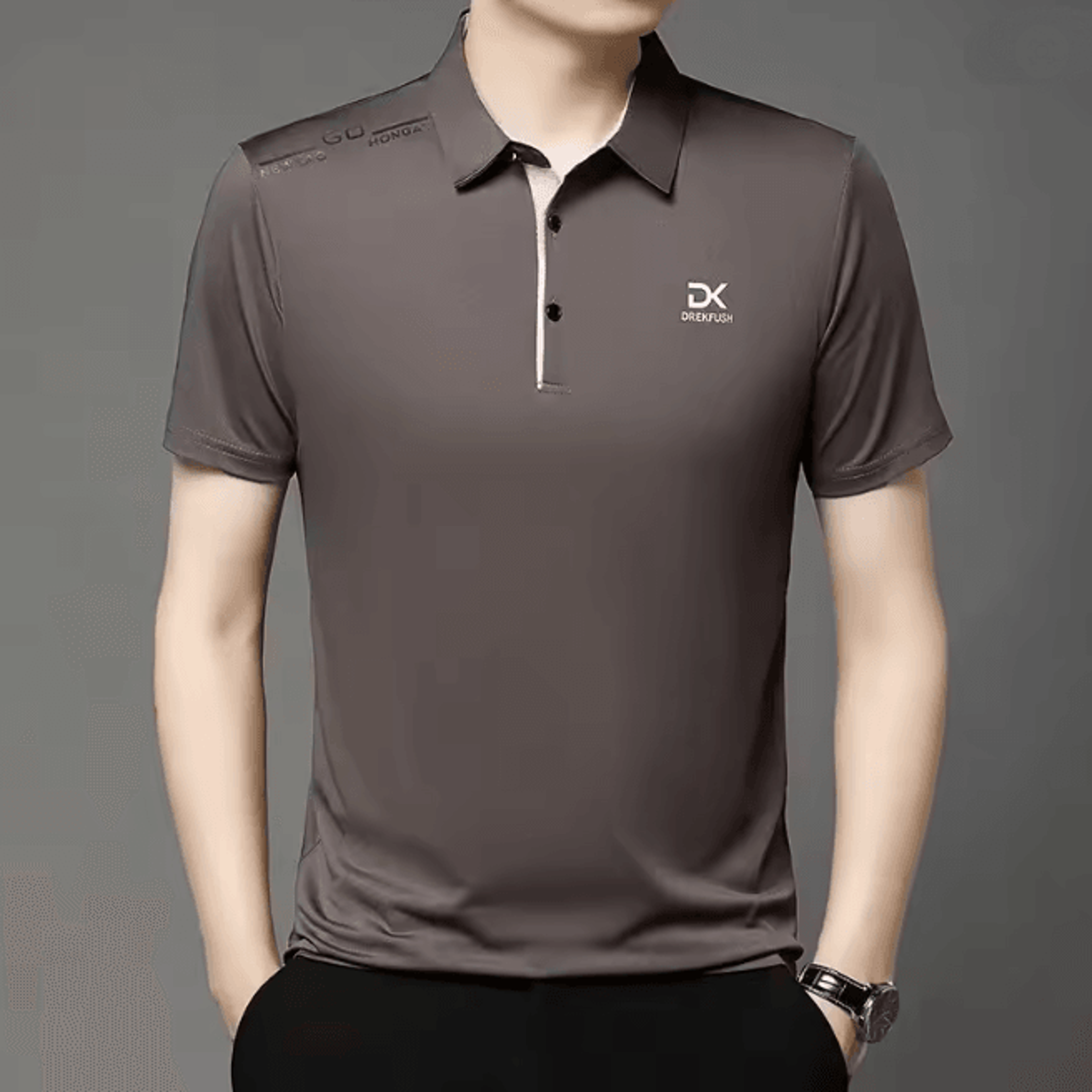 Mens Business Casual Polo Shirt Short Sleeve Breathable Top