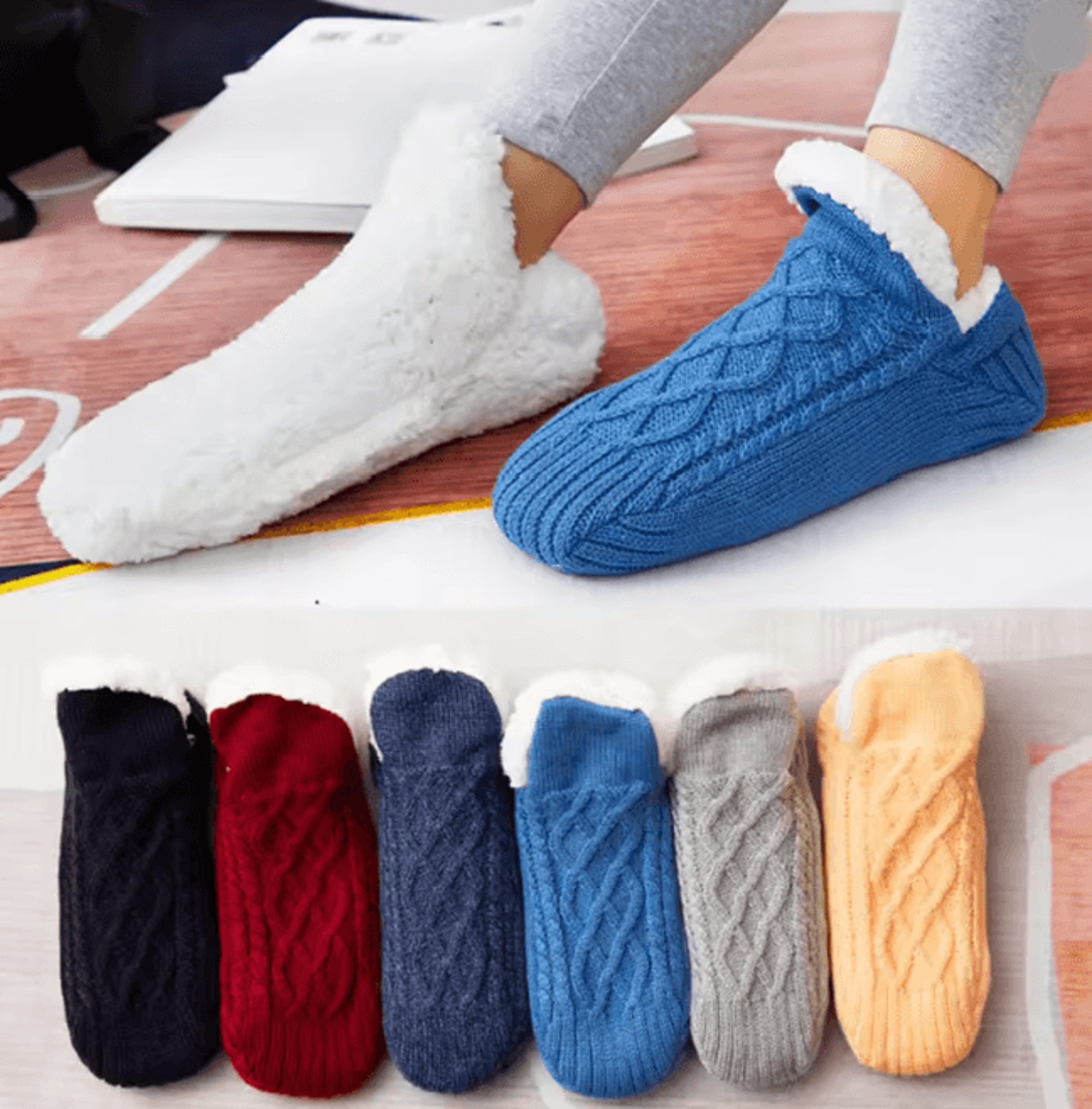mens thermal slipper socks warm non slip fuzzy home wear